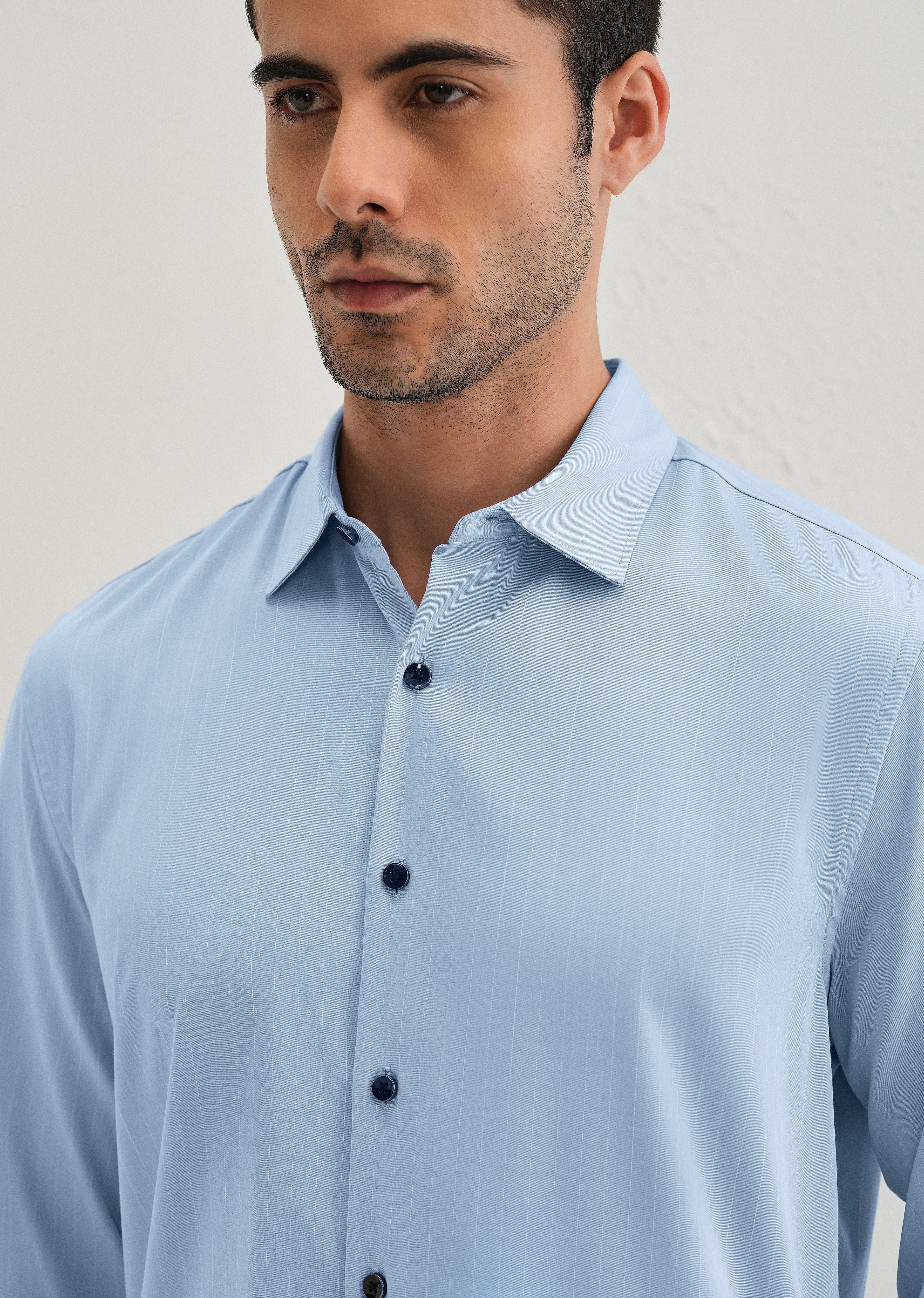 Light Blue Pin Striped Wrinkle Free Shirt