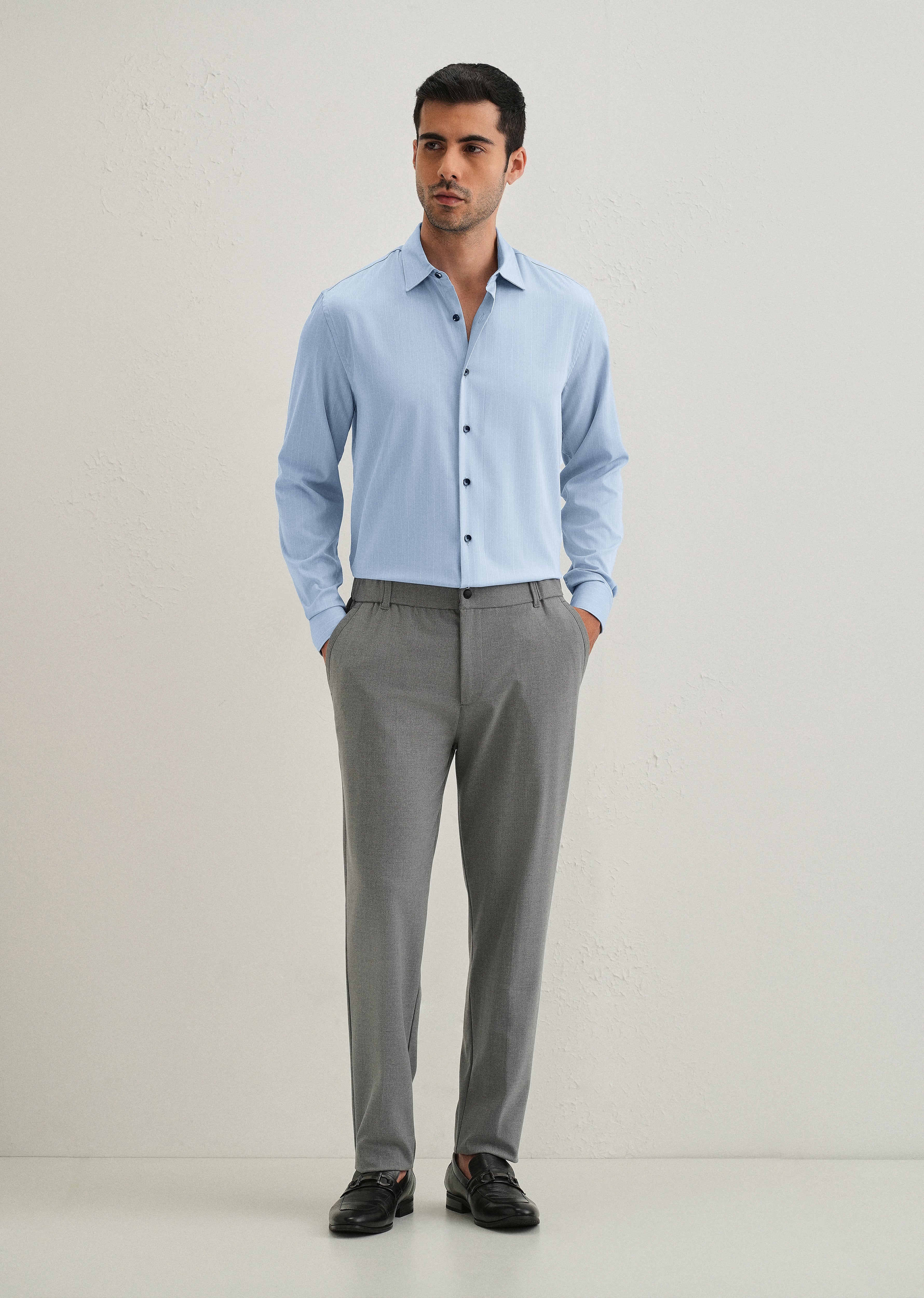 Light Blue Pin Striped Wrinkle Free Shirt