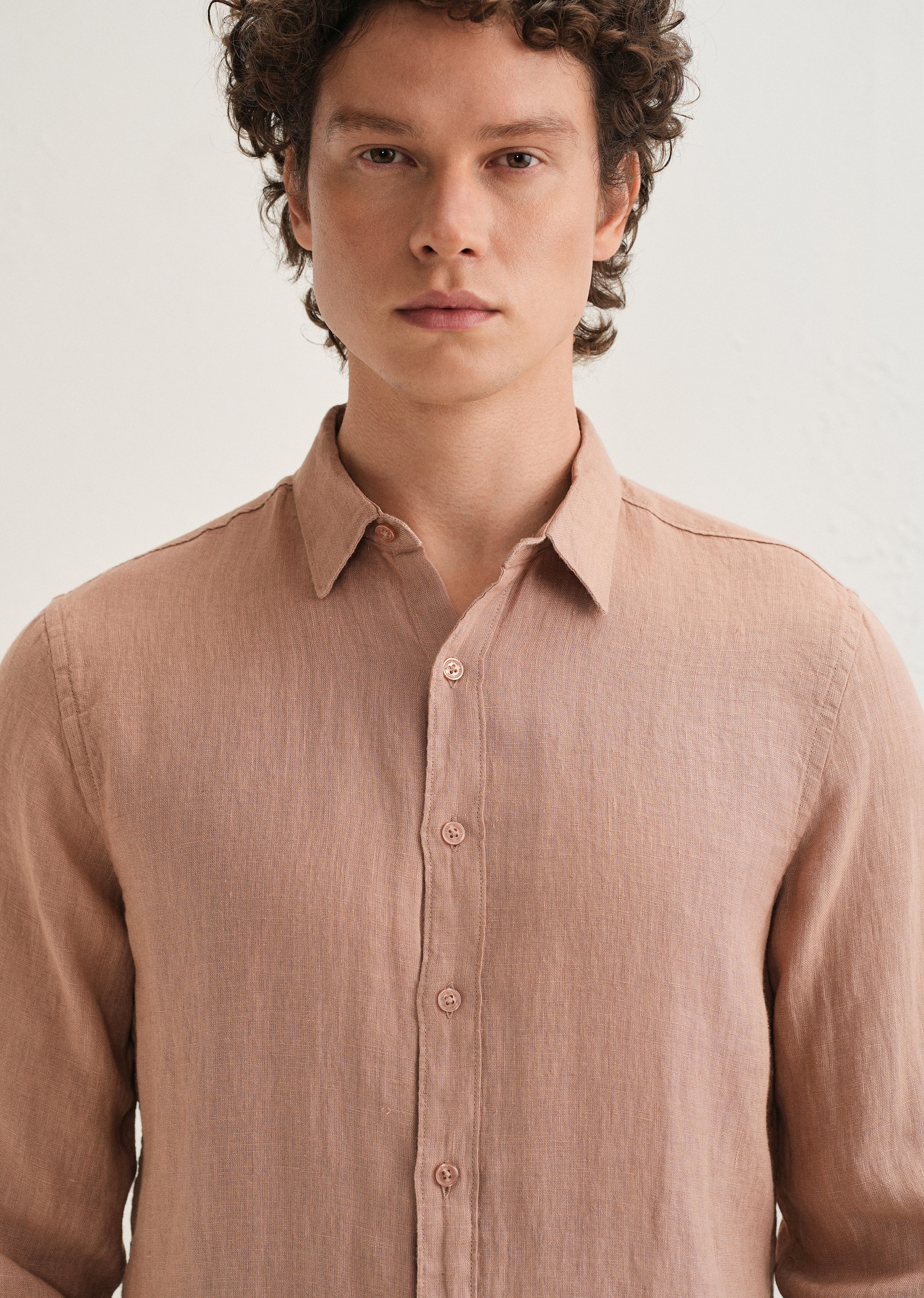 Light Brown Pure Linen Shirt