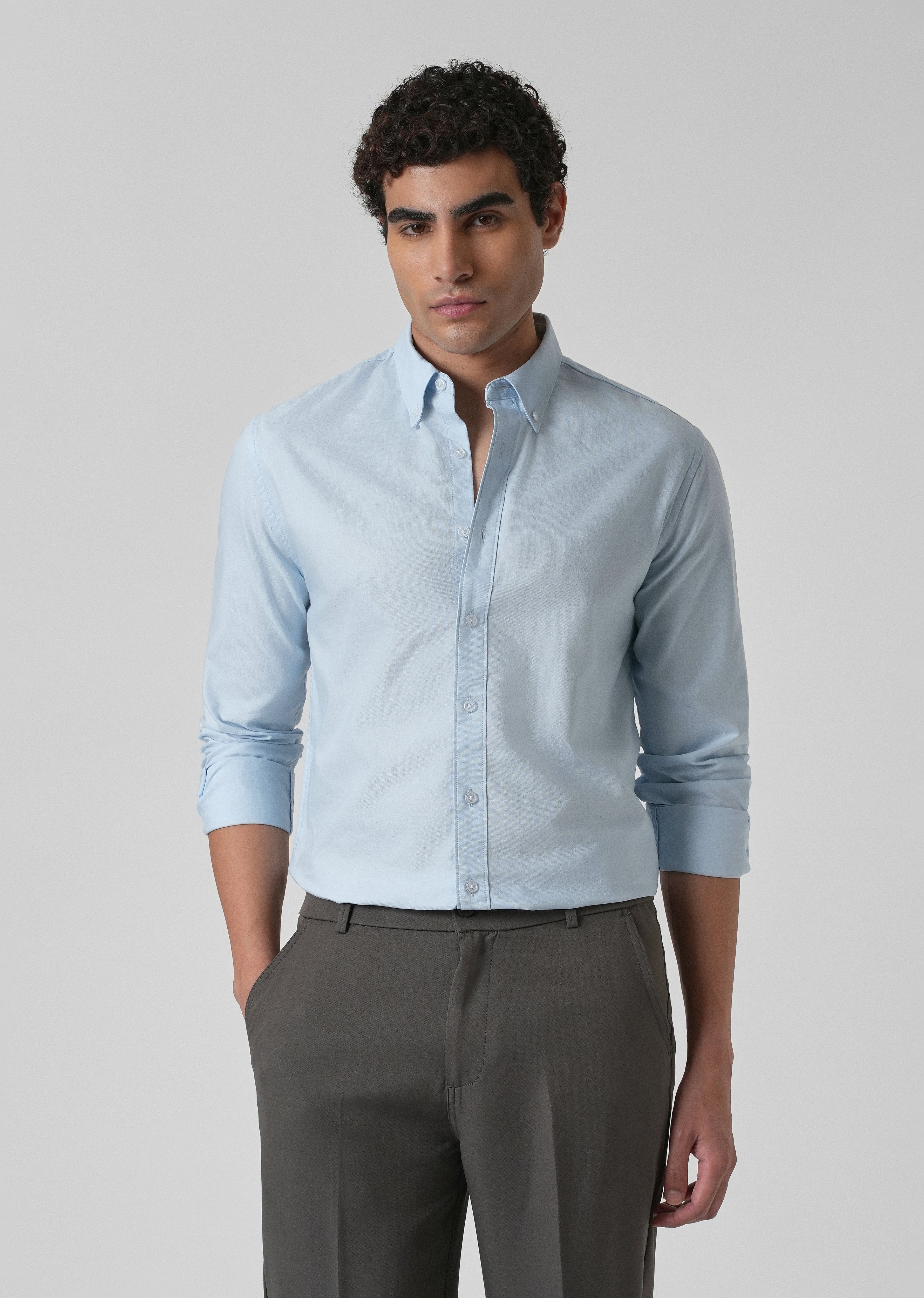Light Cobalt Blue Plain Oxford Shirt