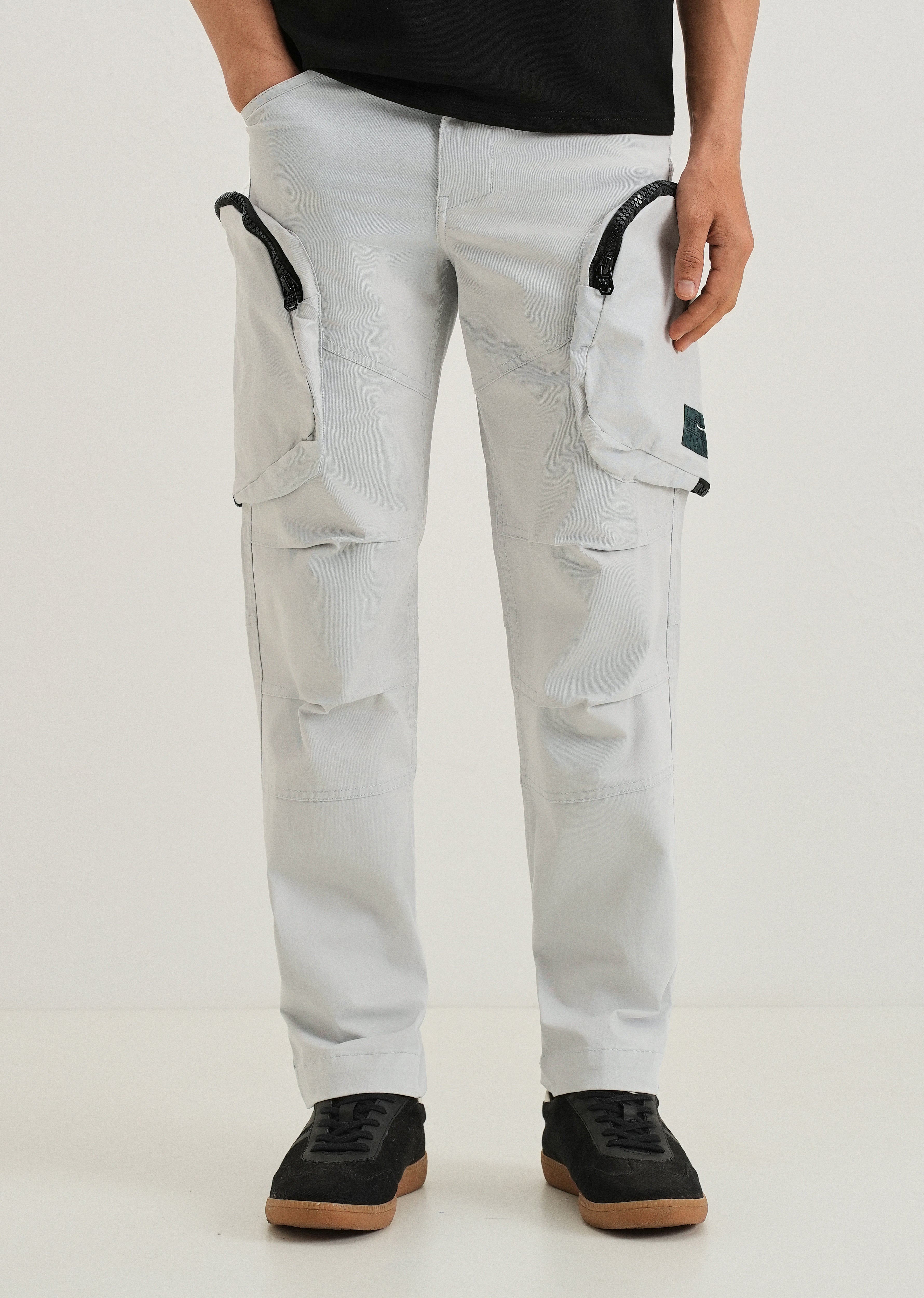 Light Gray Zipper Cargo Pant