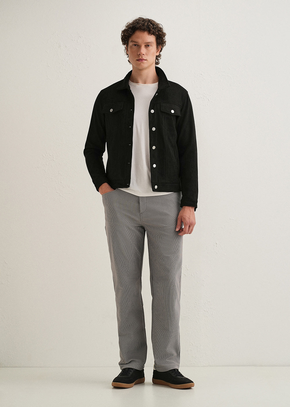 Light Grey Straight Fit Corduroy Pants