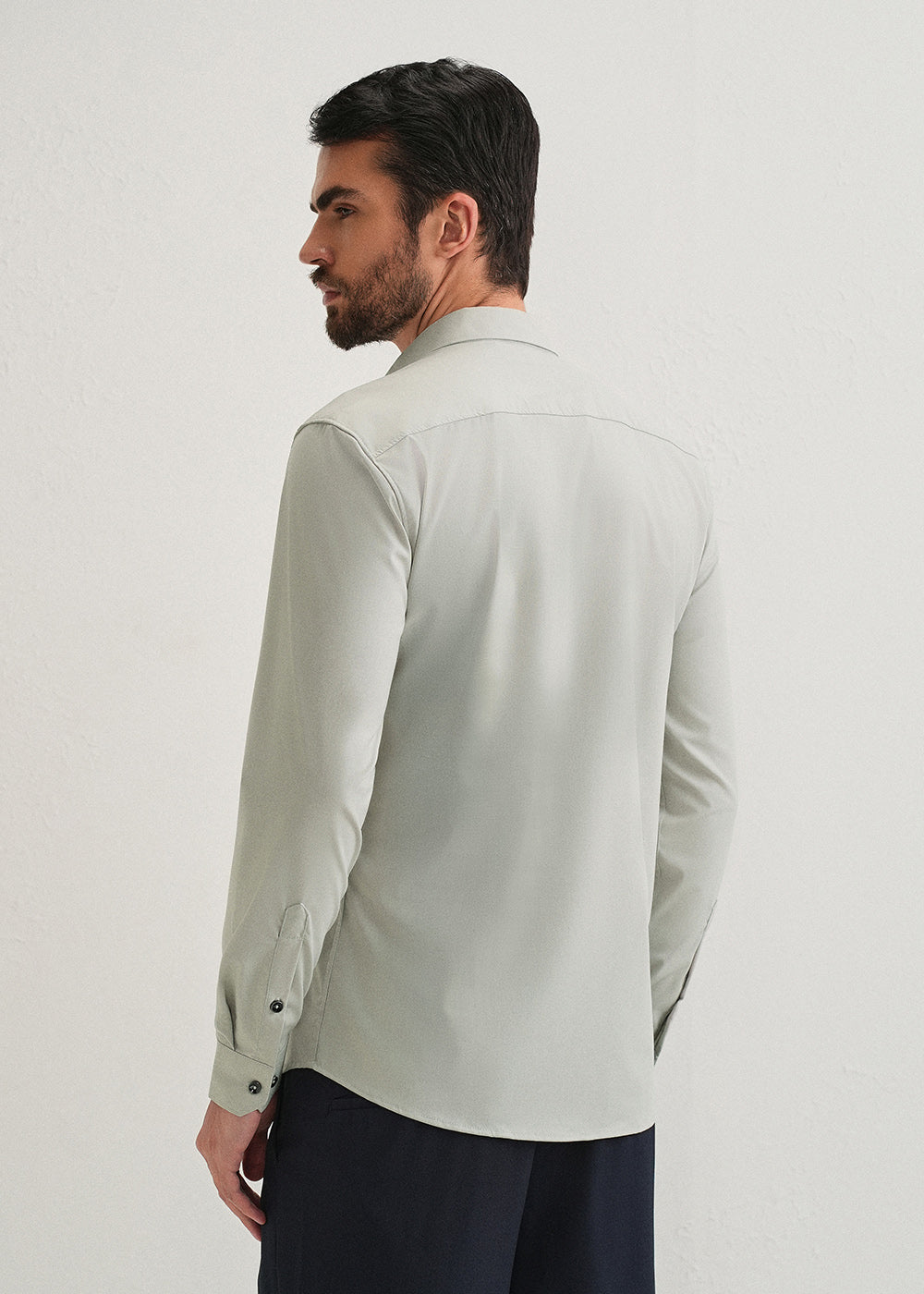 Light Grey Plain Wrinkle Free Shirt