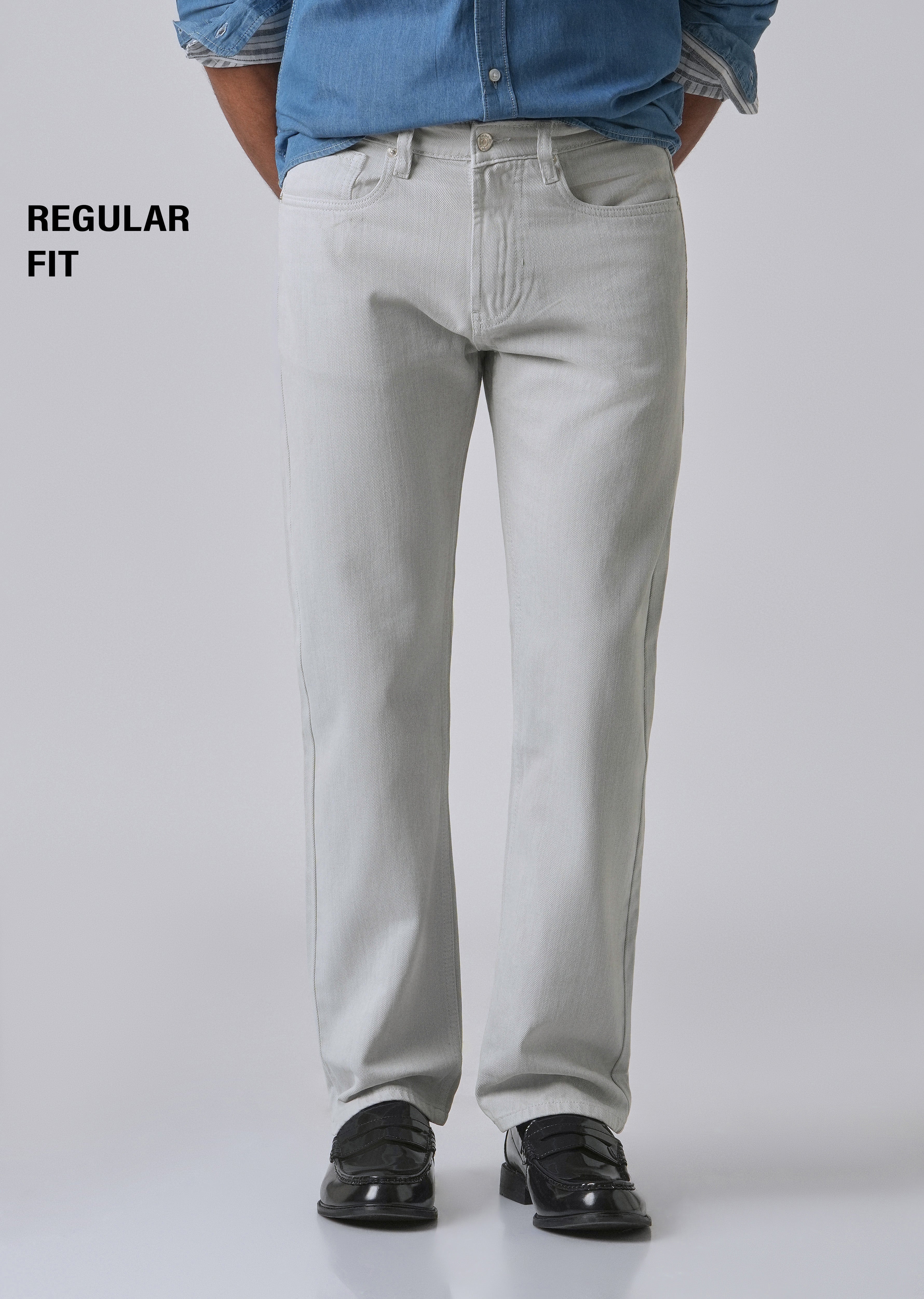 Light Grey Regular Fit Denim