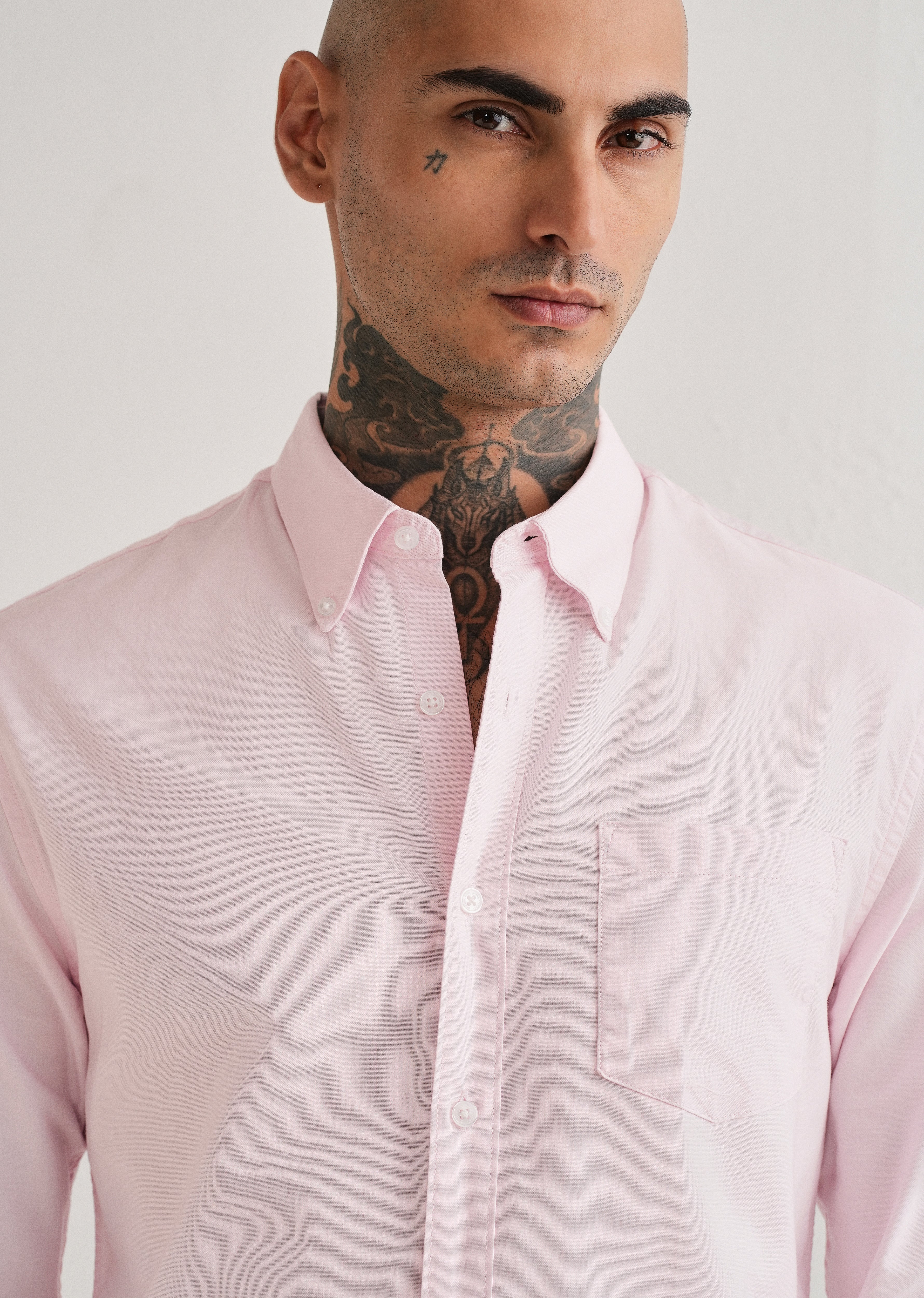 Light Pink Plain Cotton Oxford Shirt