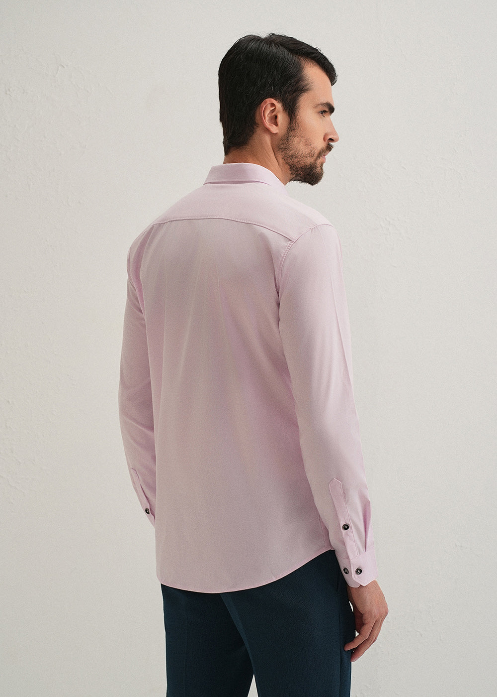Light Pink Plain Wrinkle Free Shirt