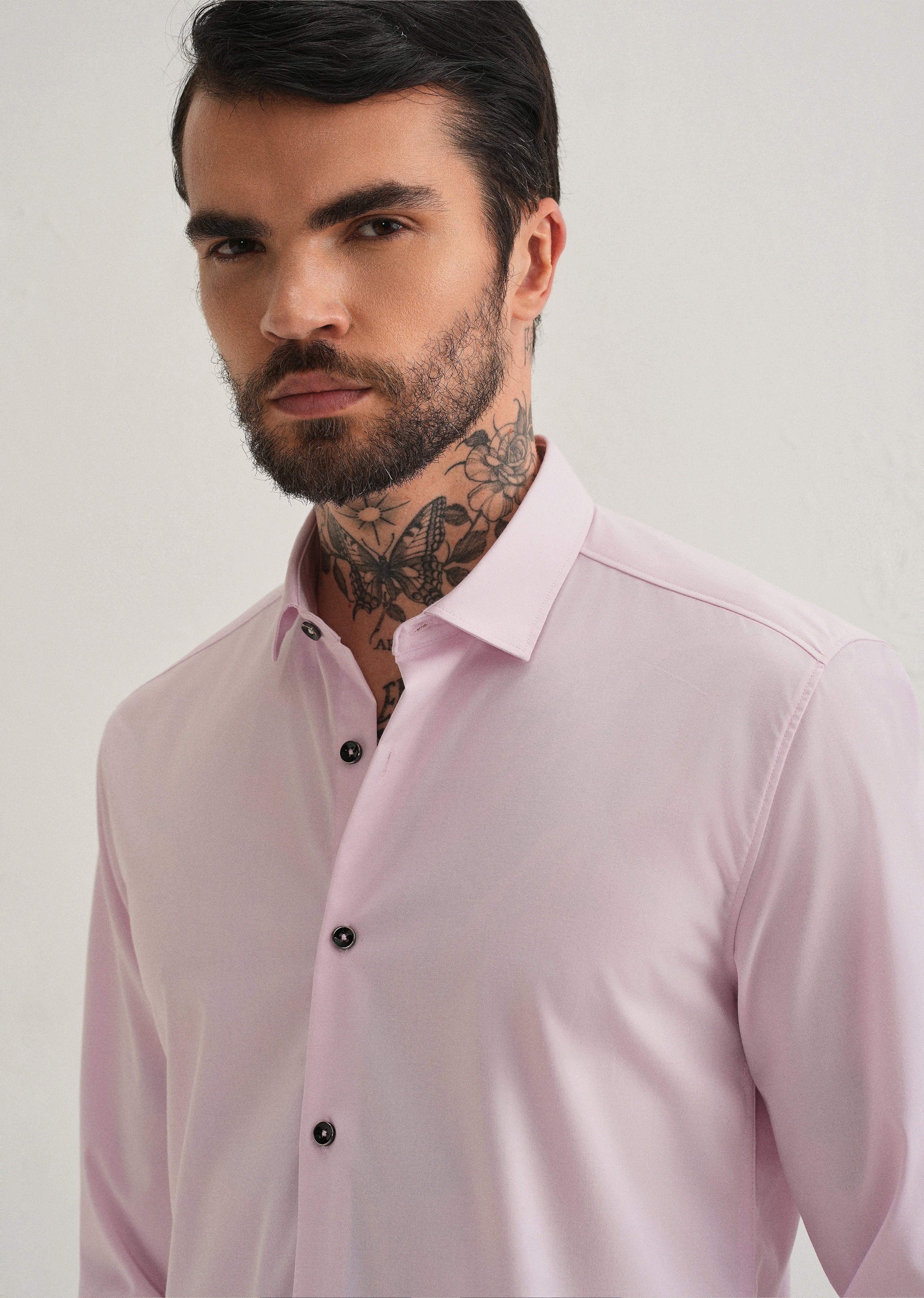 Light Pink Plain Wrinkle Free Shirt
