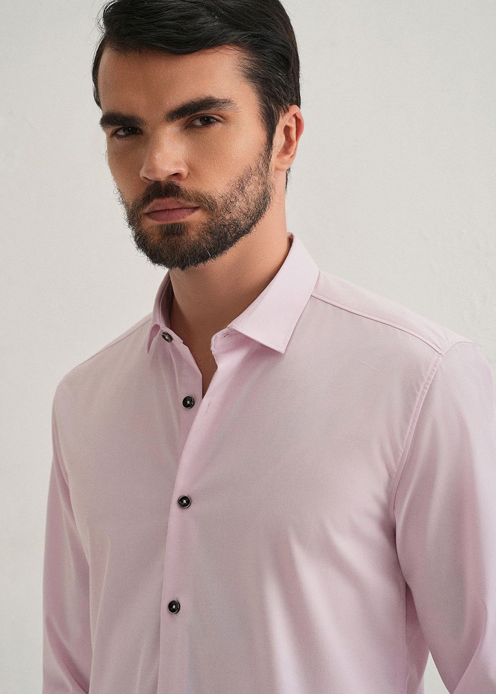 Light Pink Plain Wrinkle Free Shirt