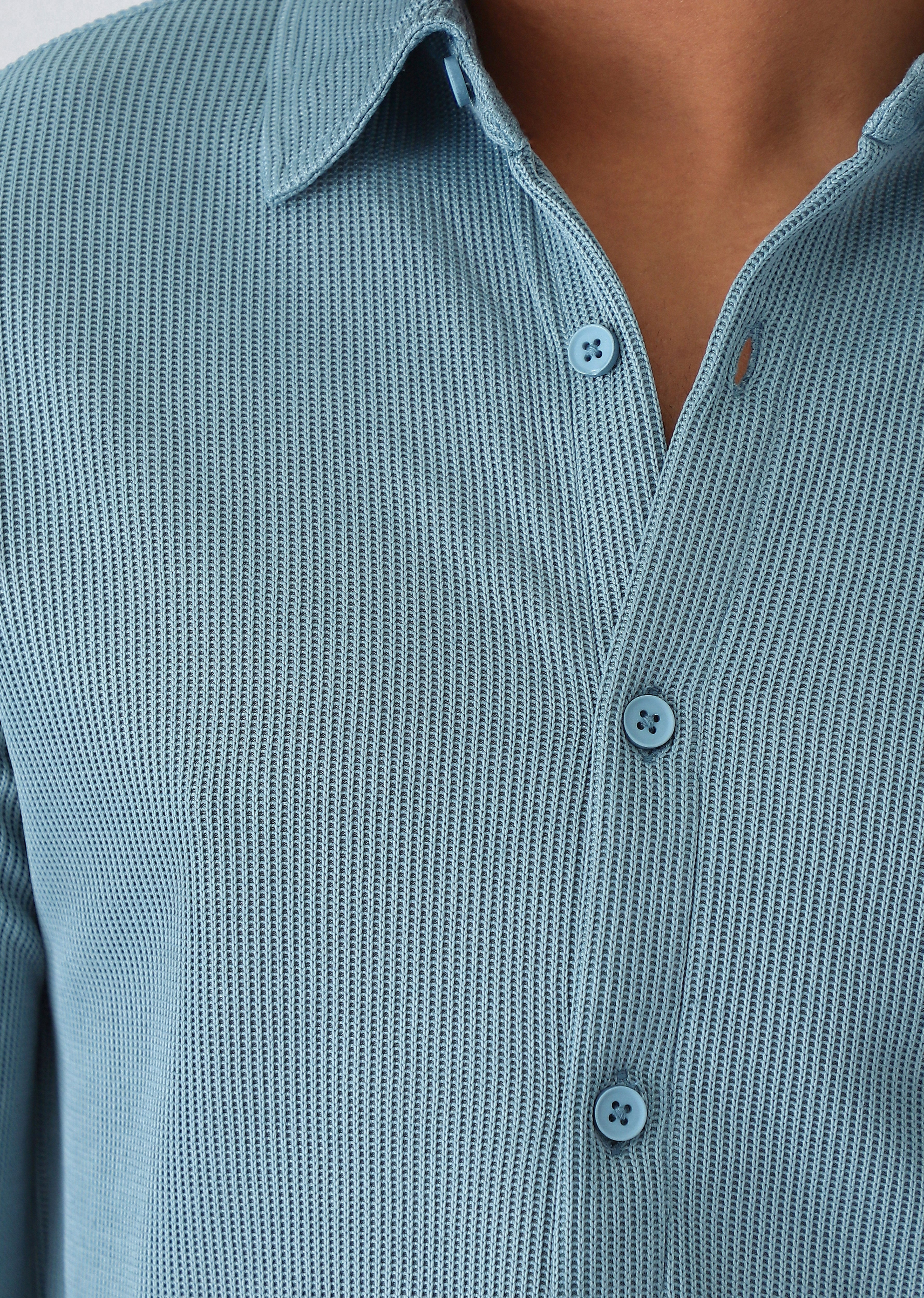 Light Blue Plain Knitted Shirt