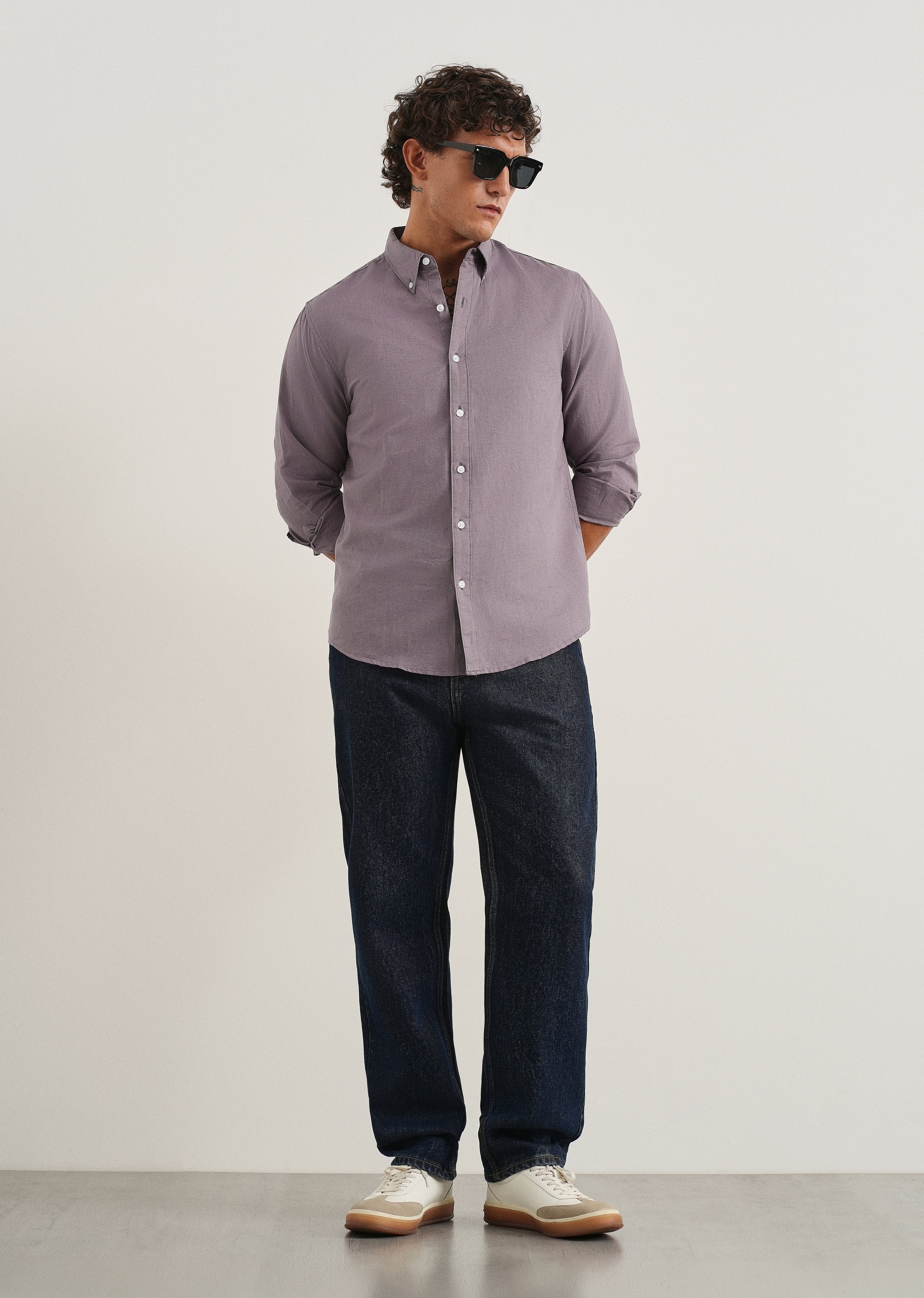 Lilac Cotton Linen Shirt