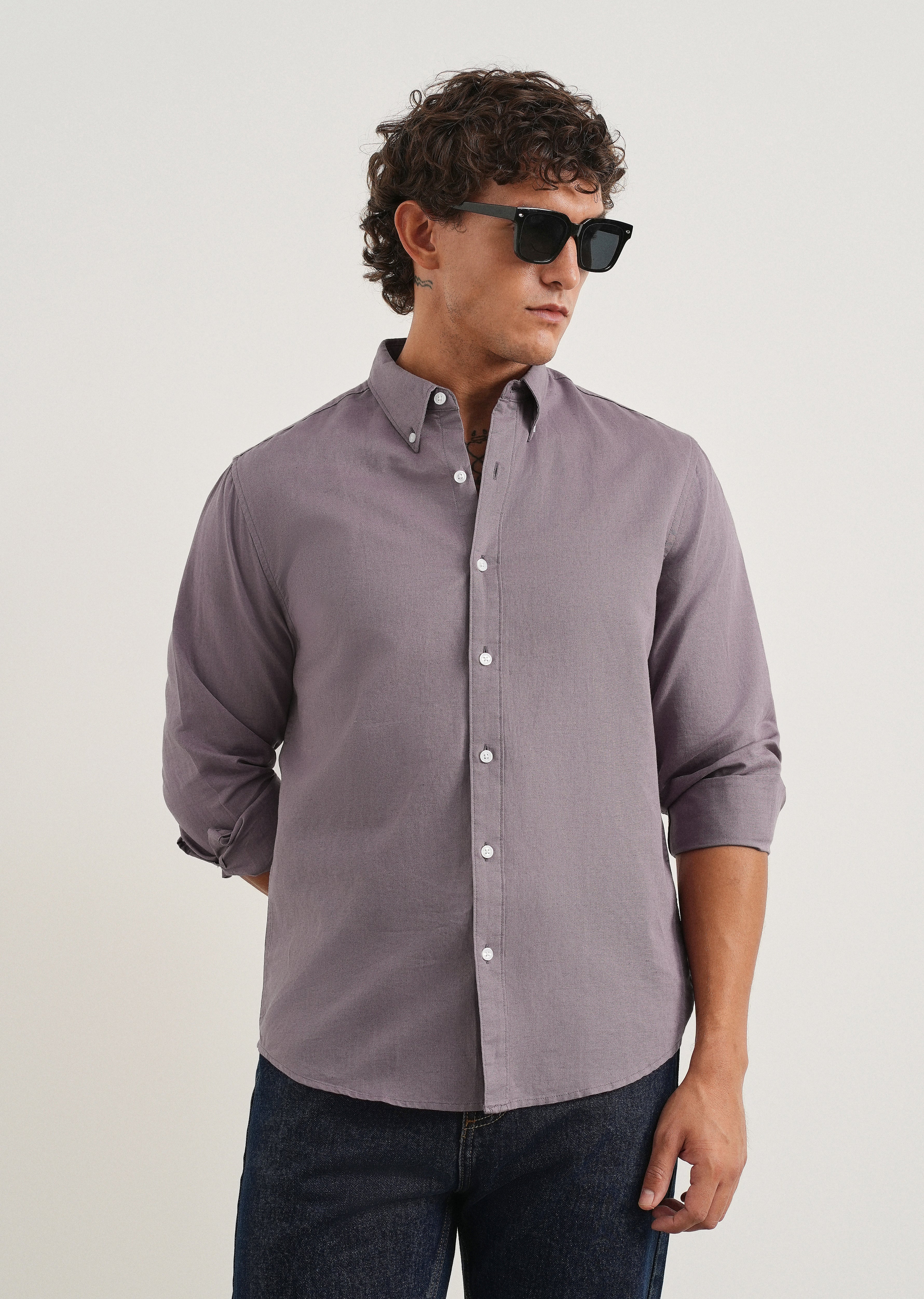 Lilac Cotton Linen Shirt