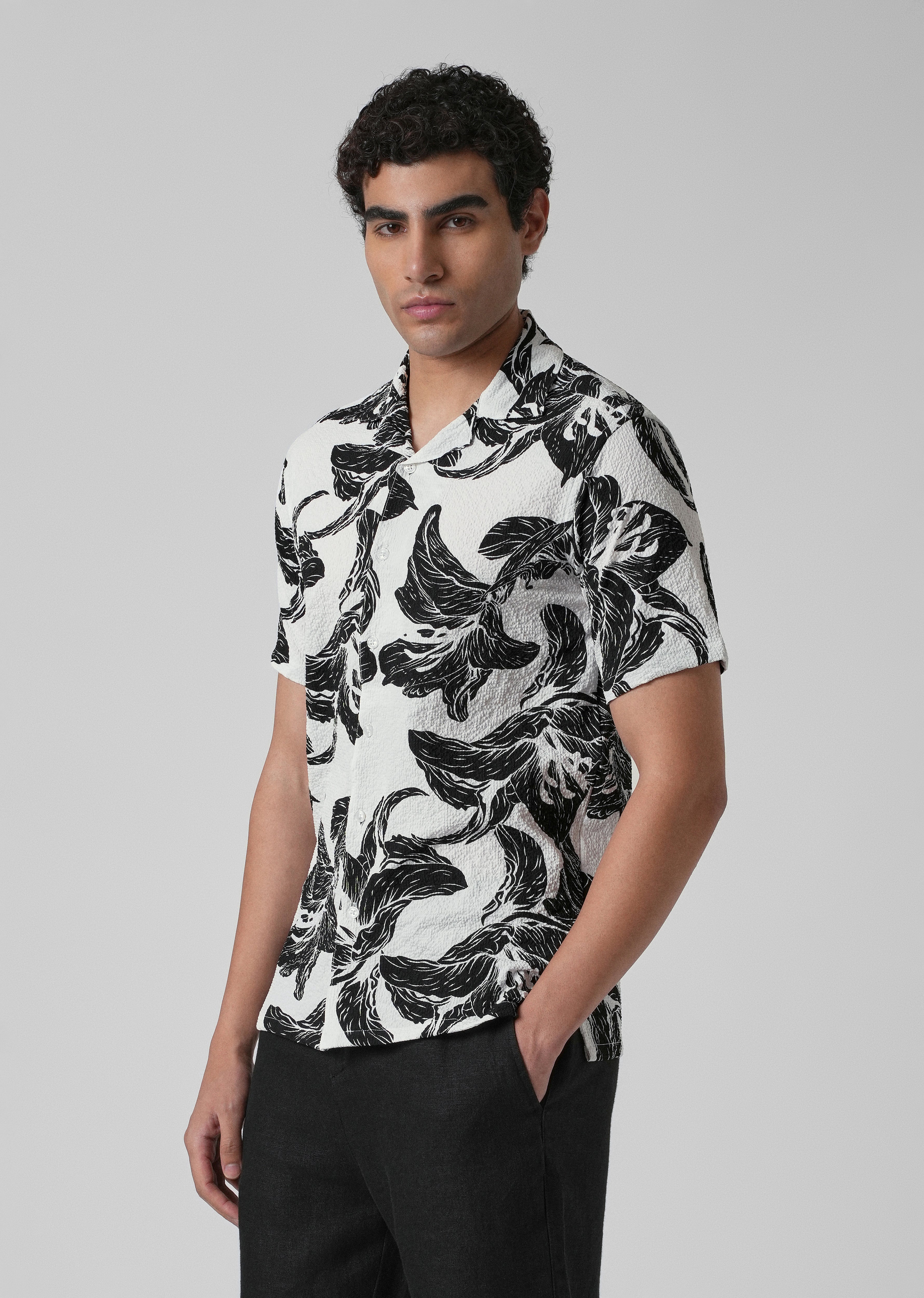 Lily Print Popcorn Shirt