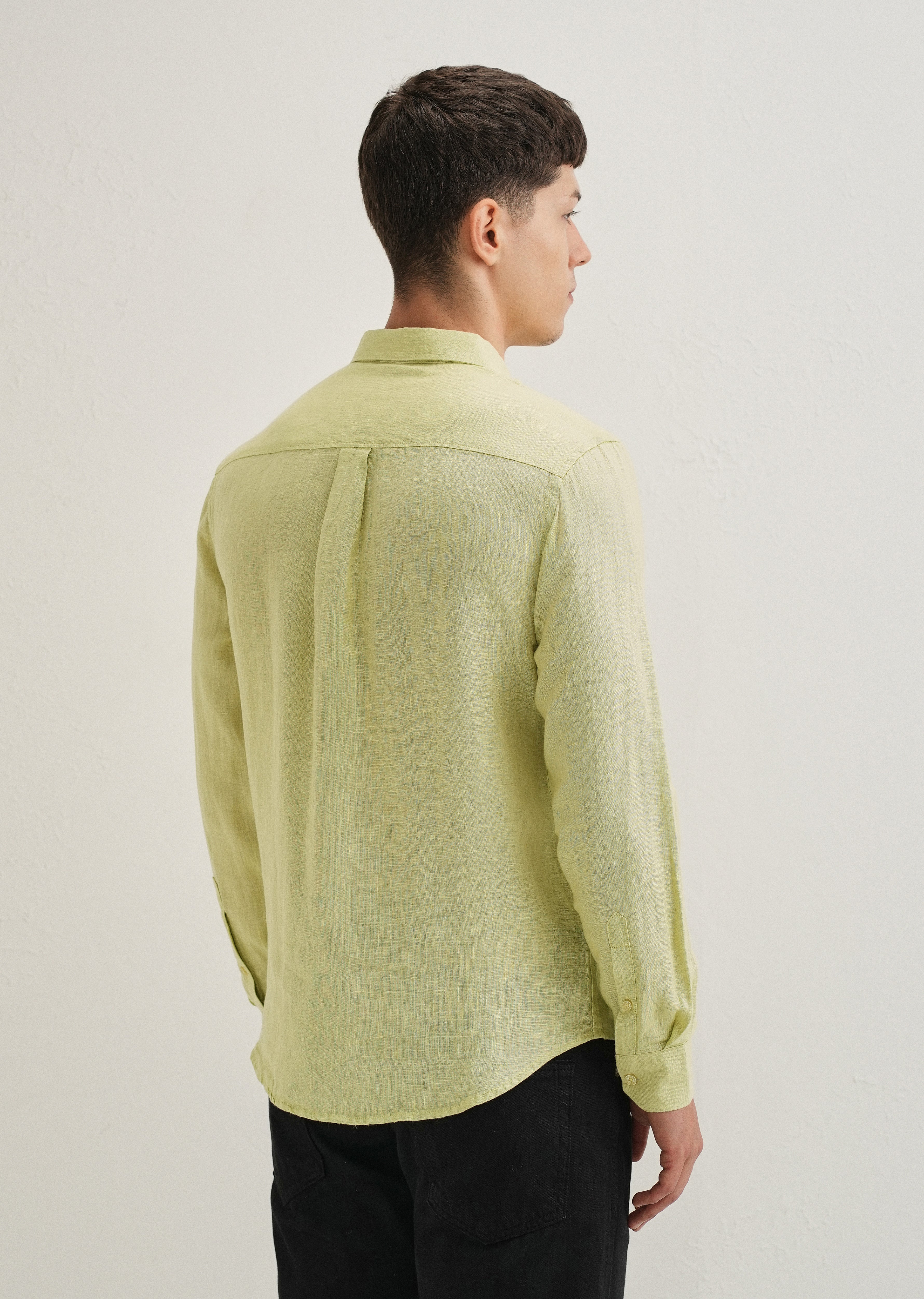 Lime Green Pure Linen Shirt