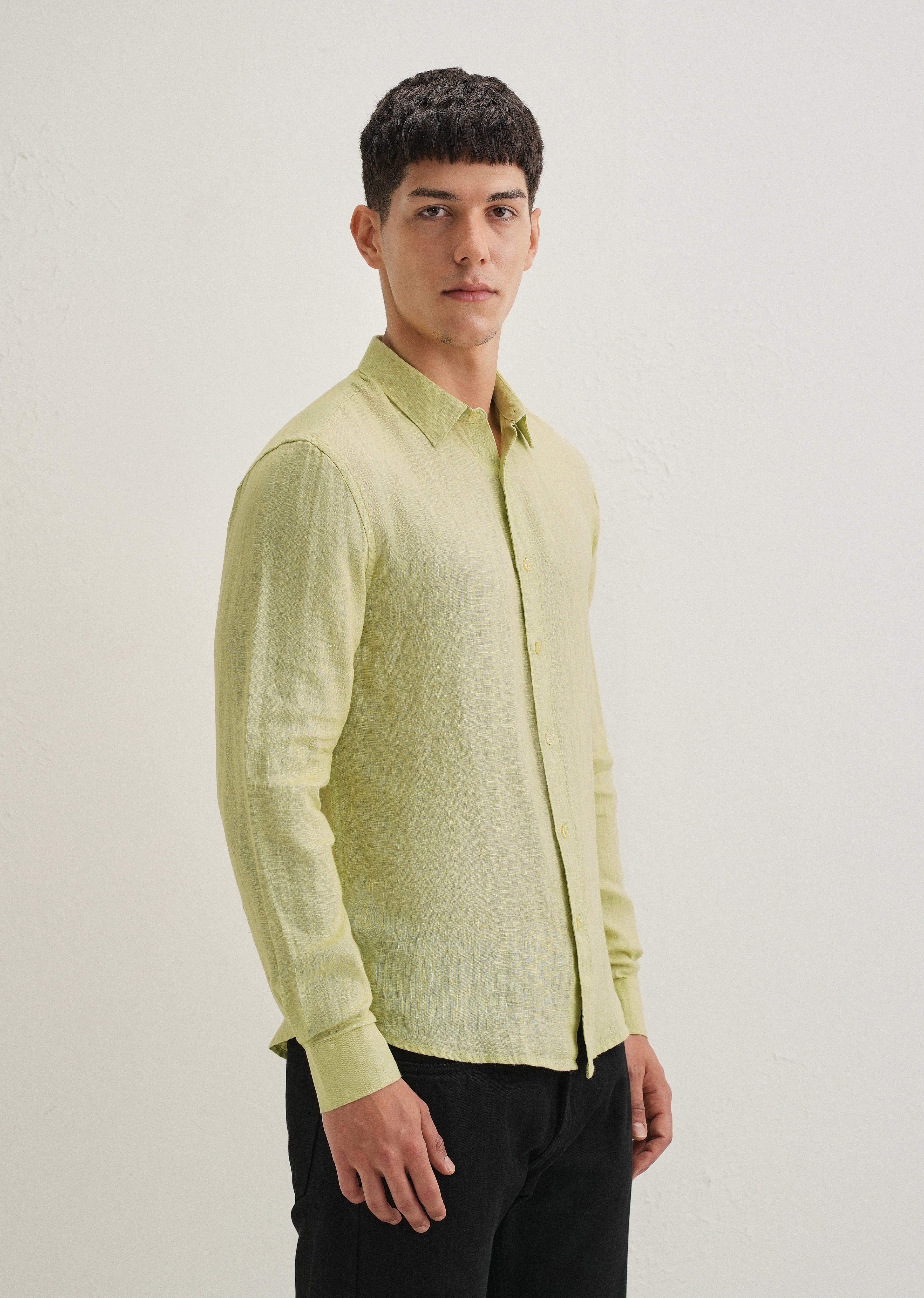 Lime Green Pure Linen Shirt