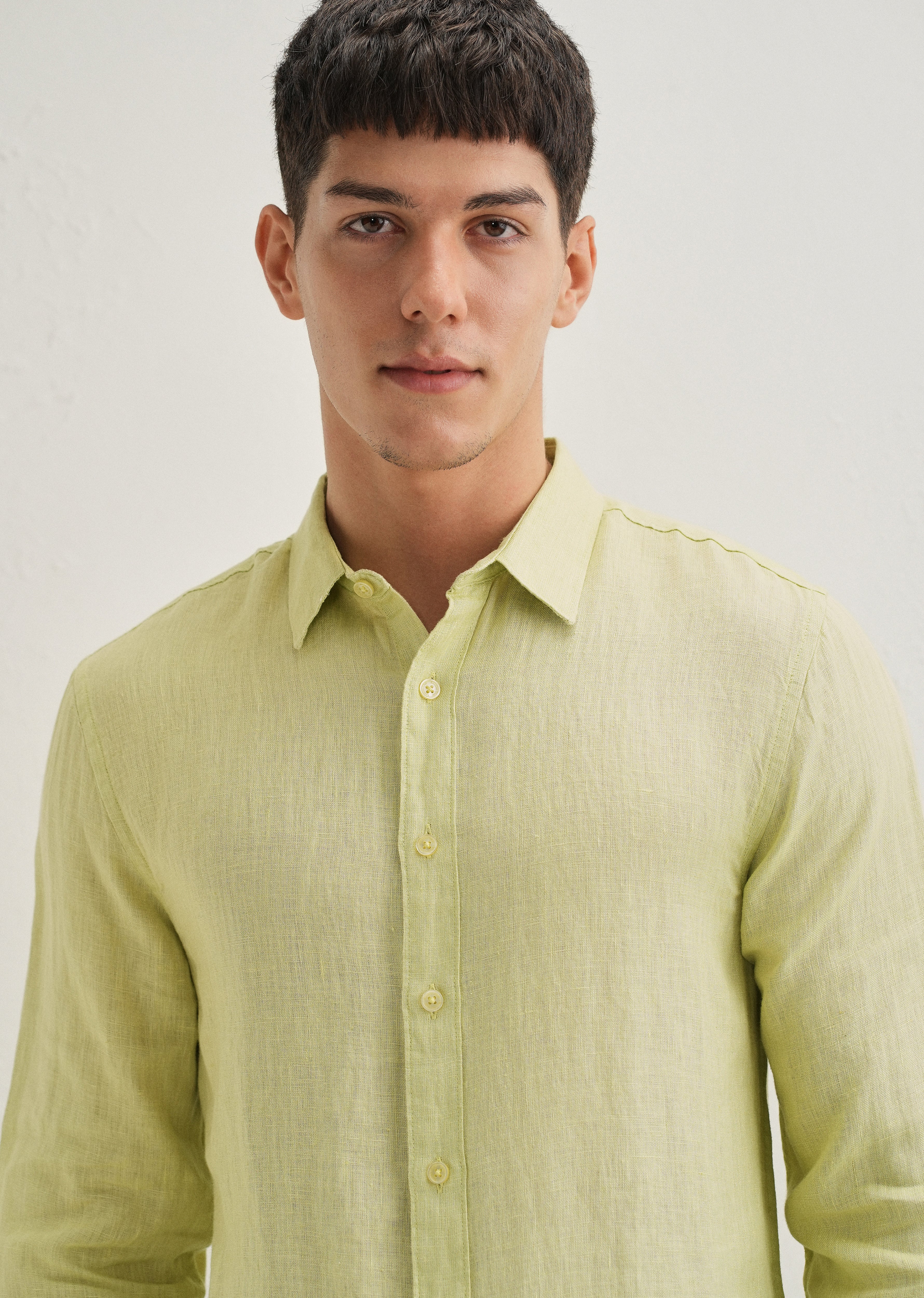 Lime Green Pure Linen Shirt