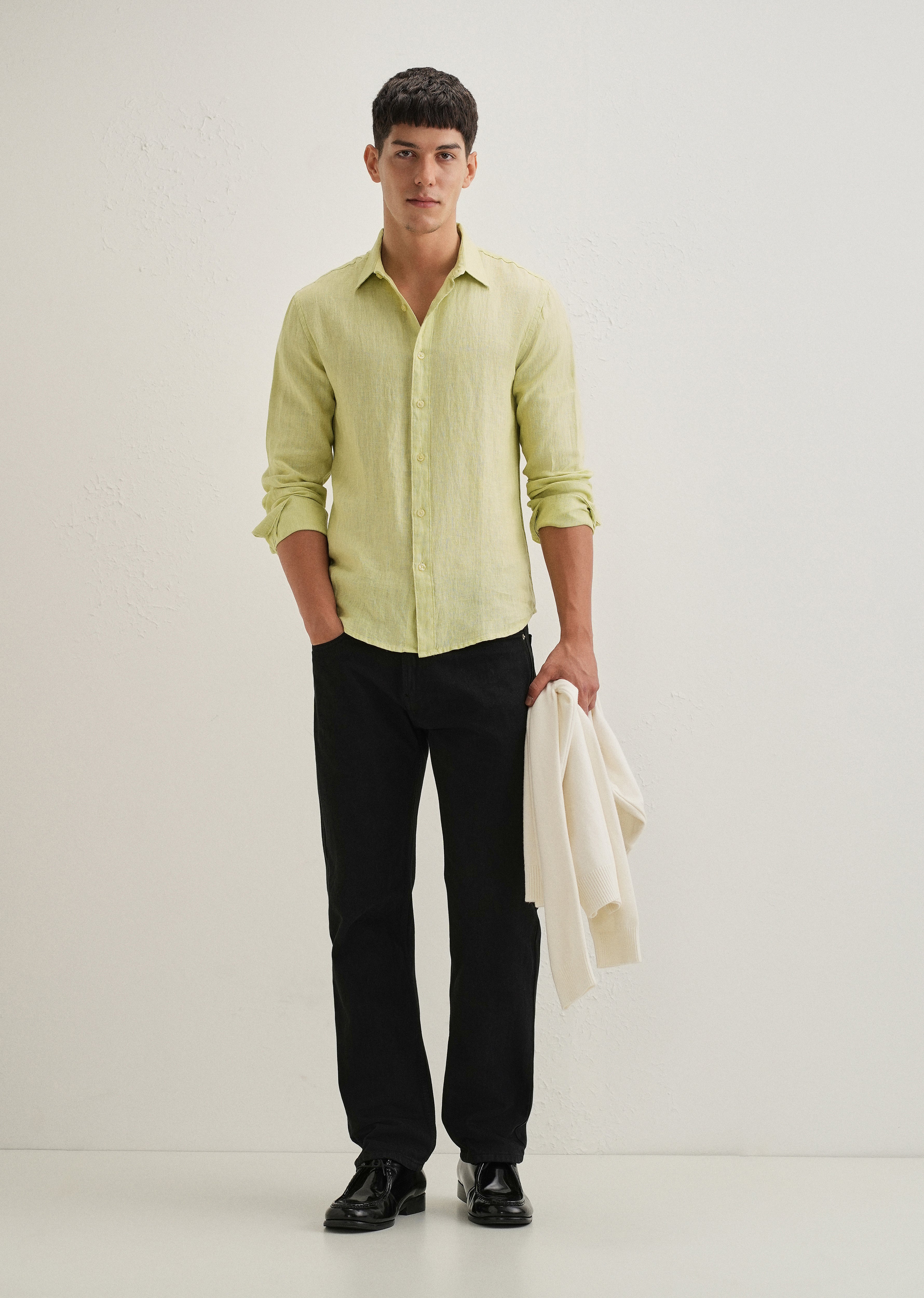 Lime Green Pure Linen Shirt