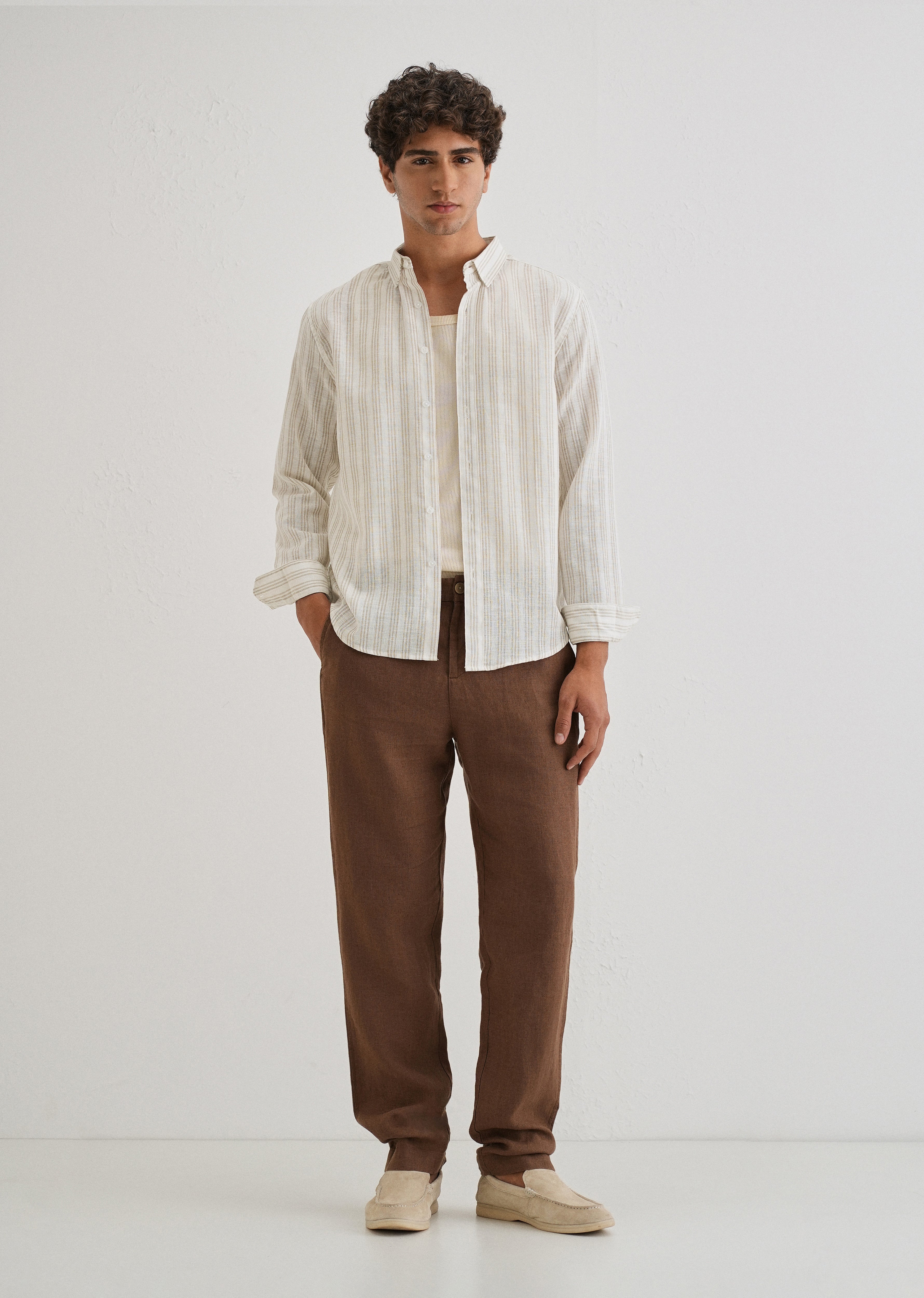 Loral Oak Stripe Blended Linen shirt