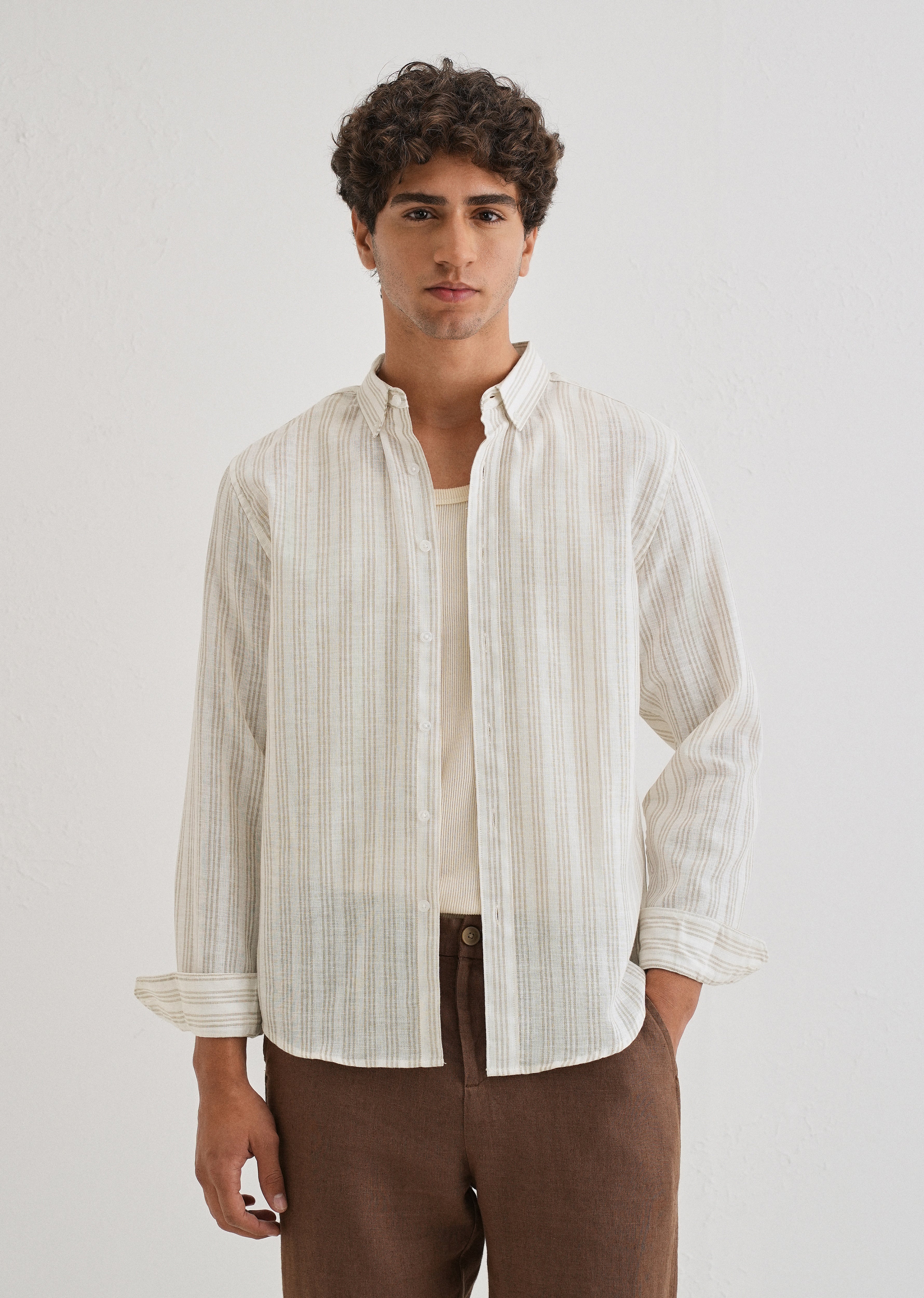 Loral Oak Stripe Blended Linen shirt