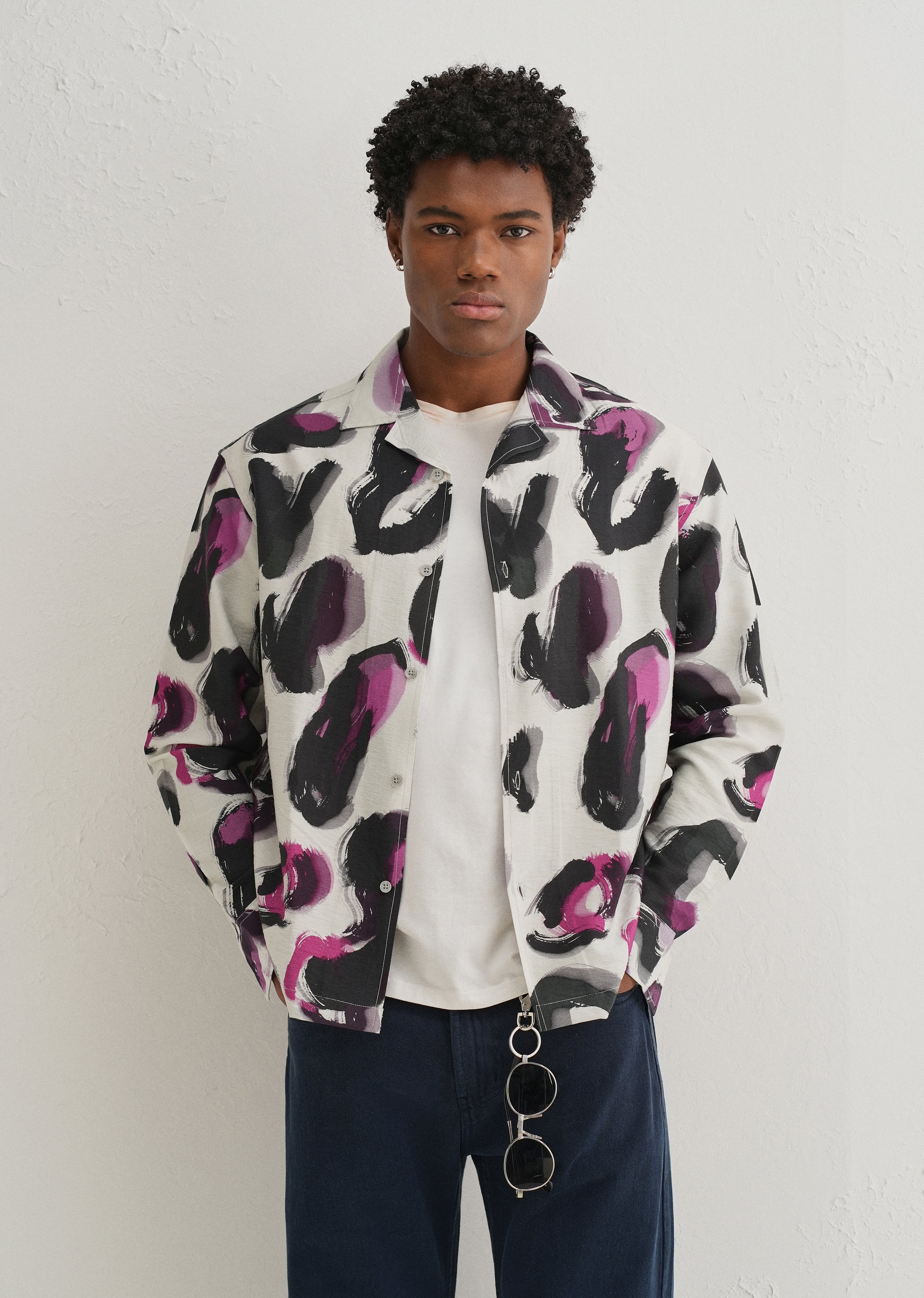 Magenta Noir Art Printed Shirt