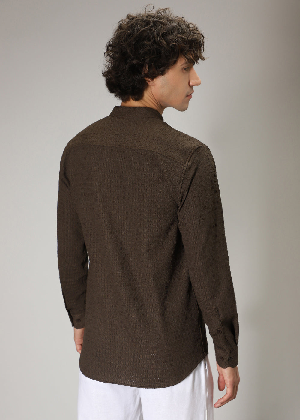 Mahogany Brown Knitted Crochet Shirt