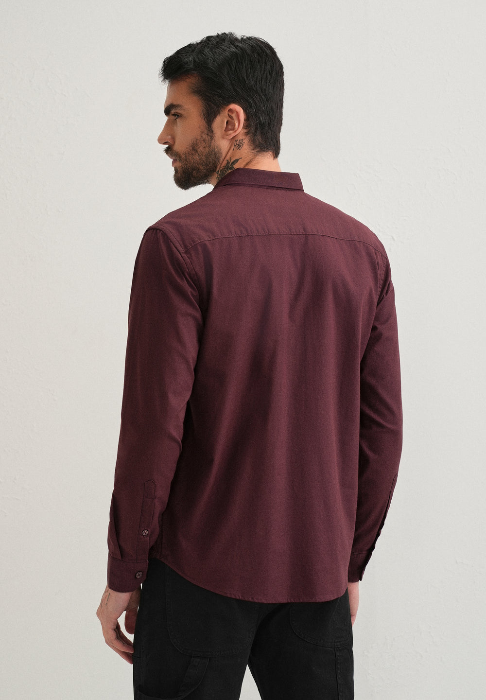 Mahogany Red Contrast Placket Shirt