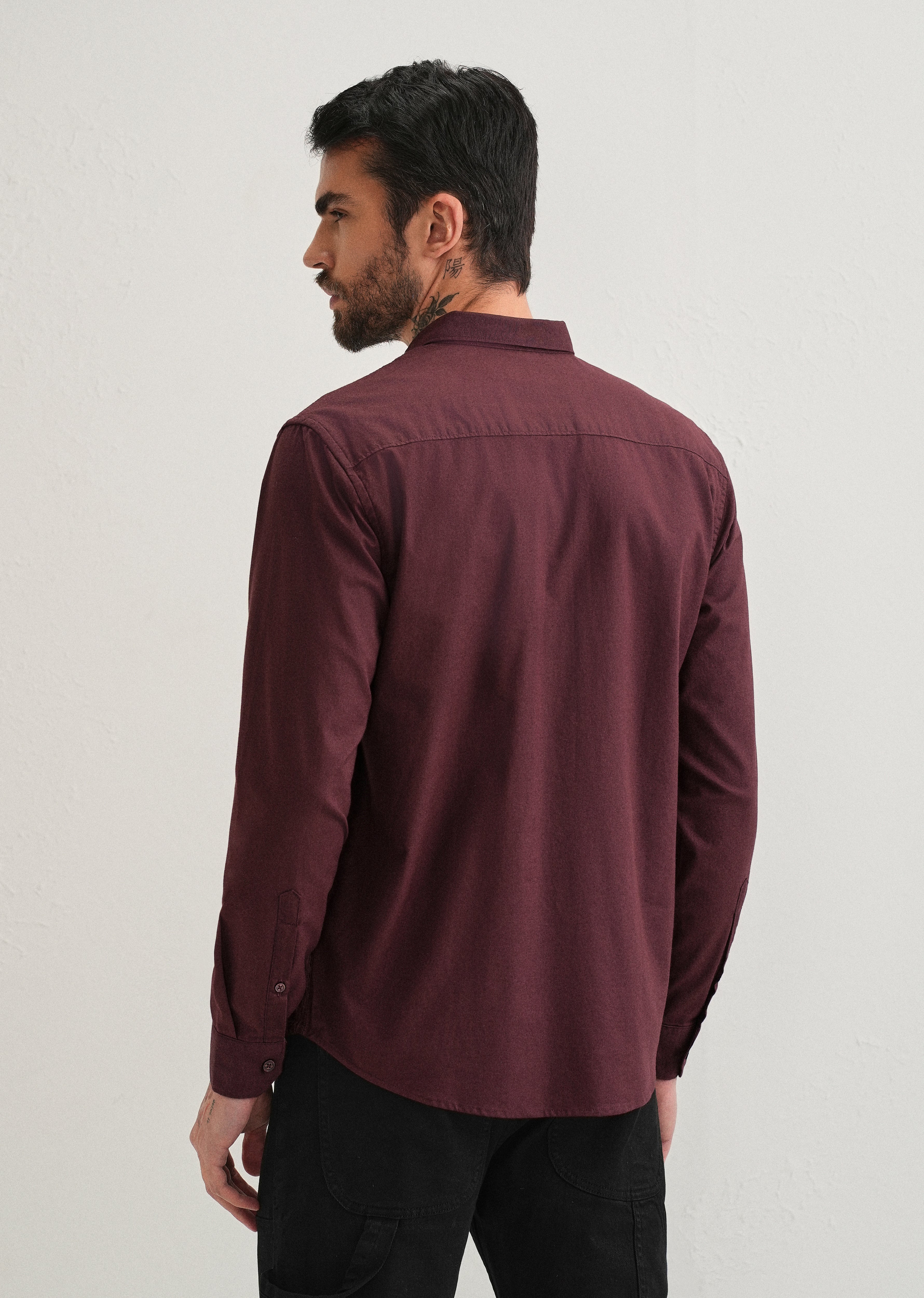 Mahogany Red Contrast Placket Shirt