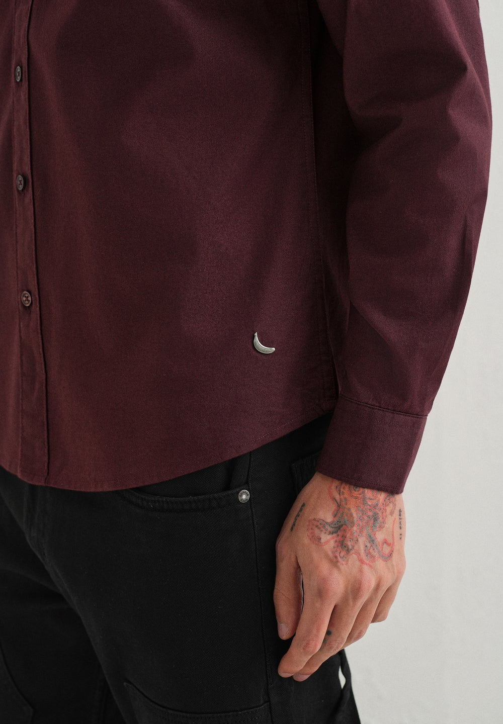 Mahogany Red Contrast Placket Shirt