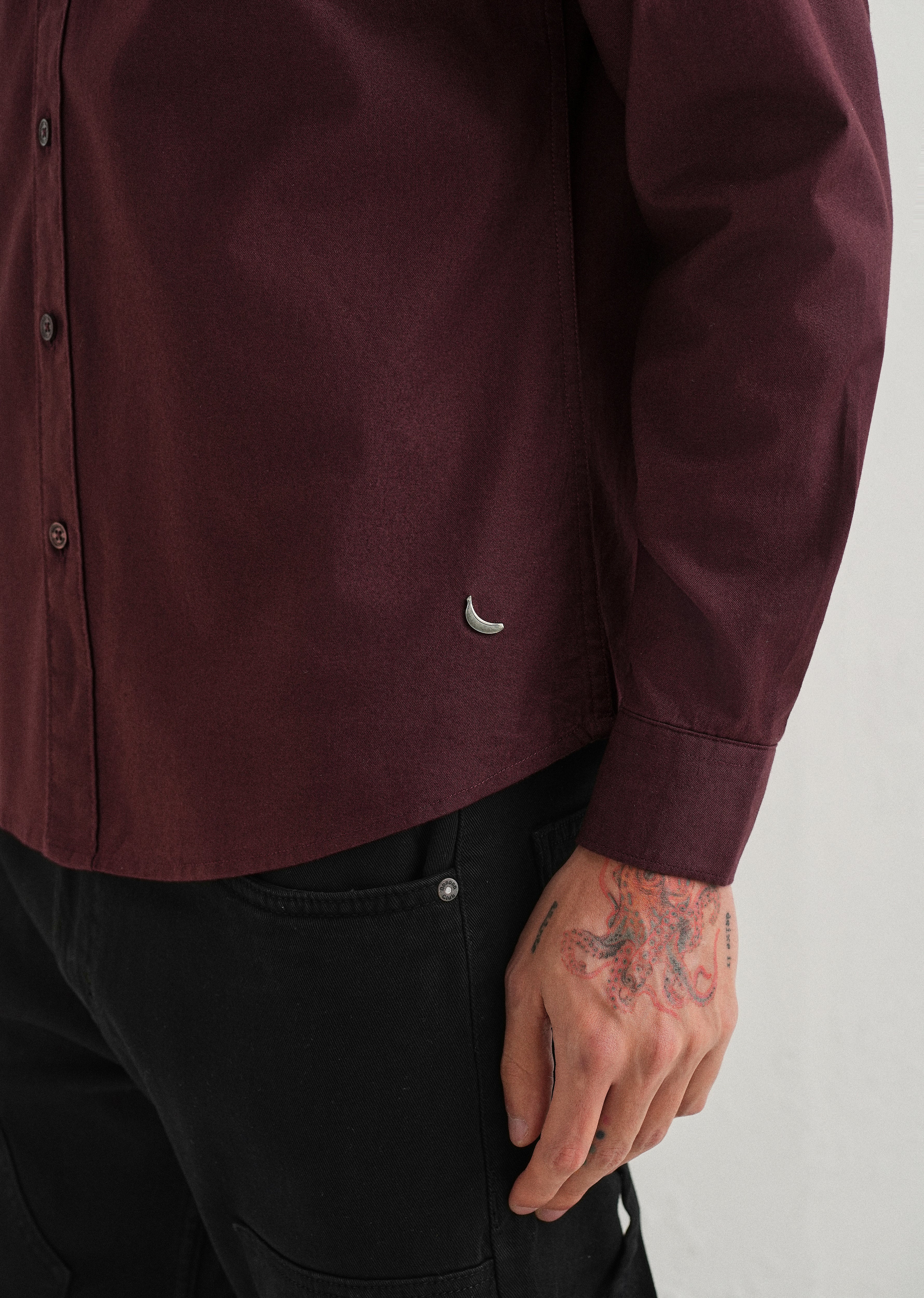 Mahogany Red Contrast Placket Shirt