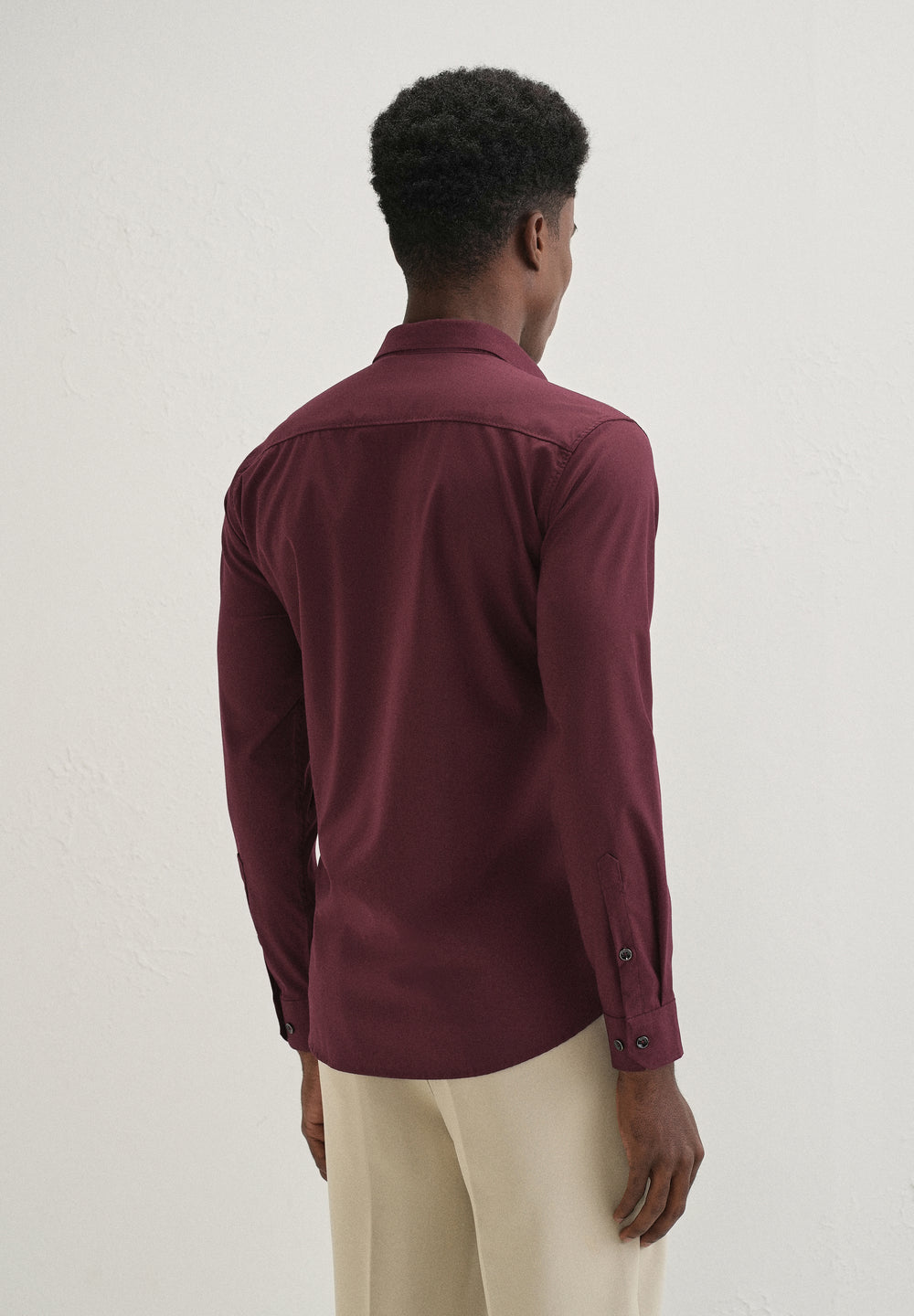 Mahogany Red Plain Wrinkle Free Shirt