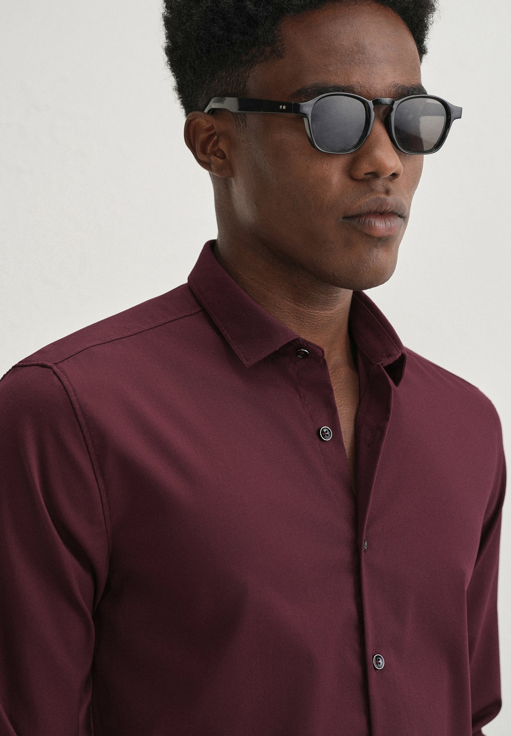 Mahogany Red Plain Wrinkle Free Shirt