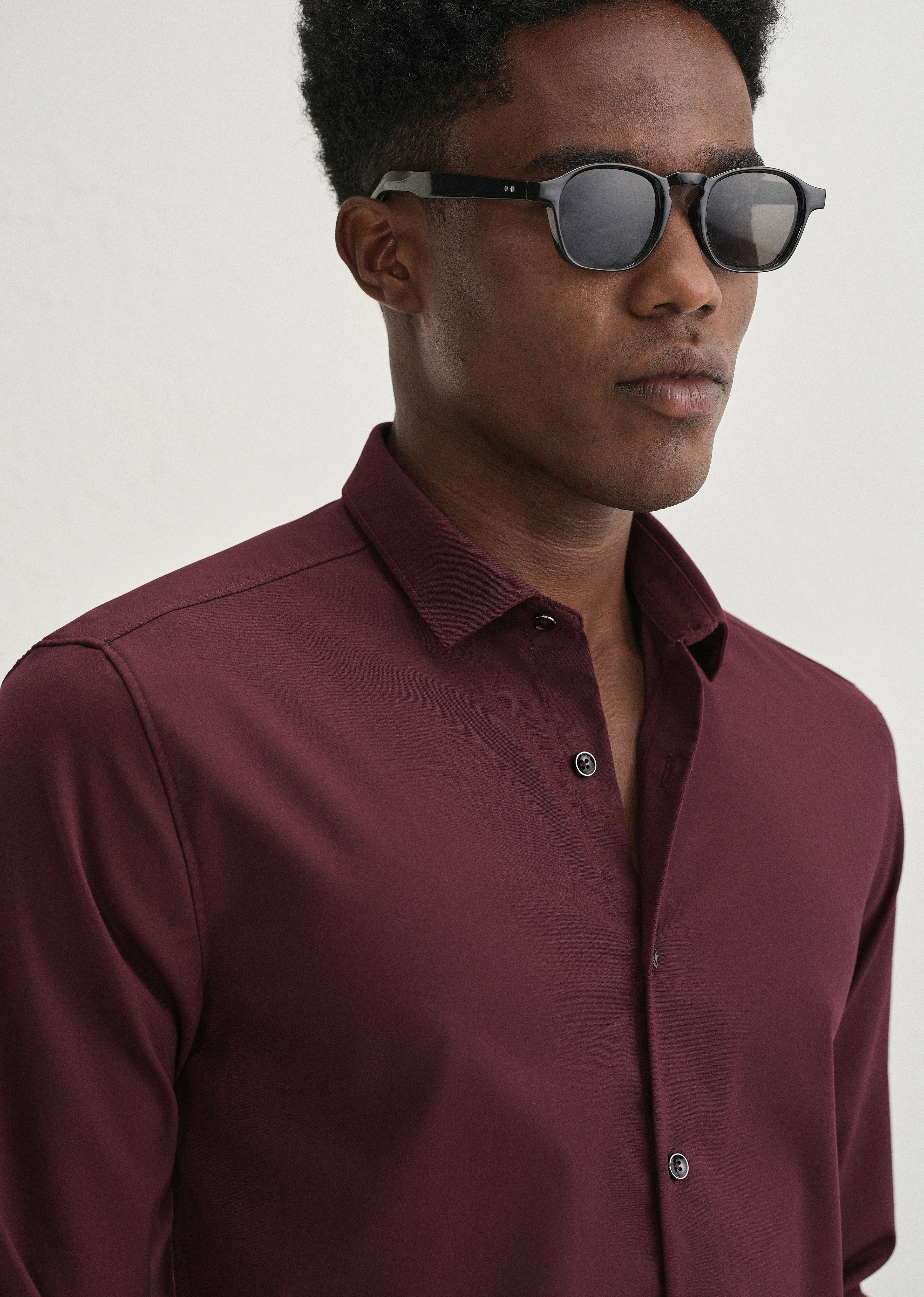Mahogany Red Plain Wrinkle Free Shirt