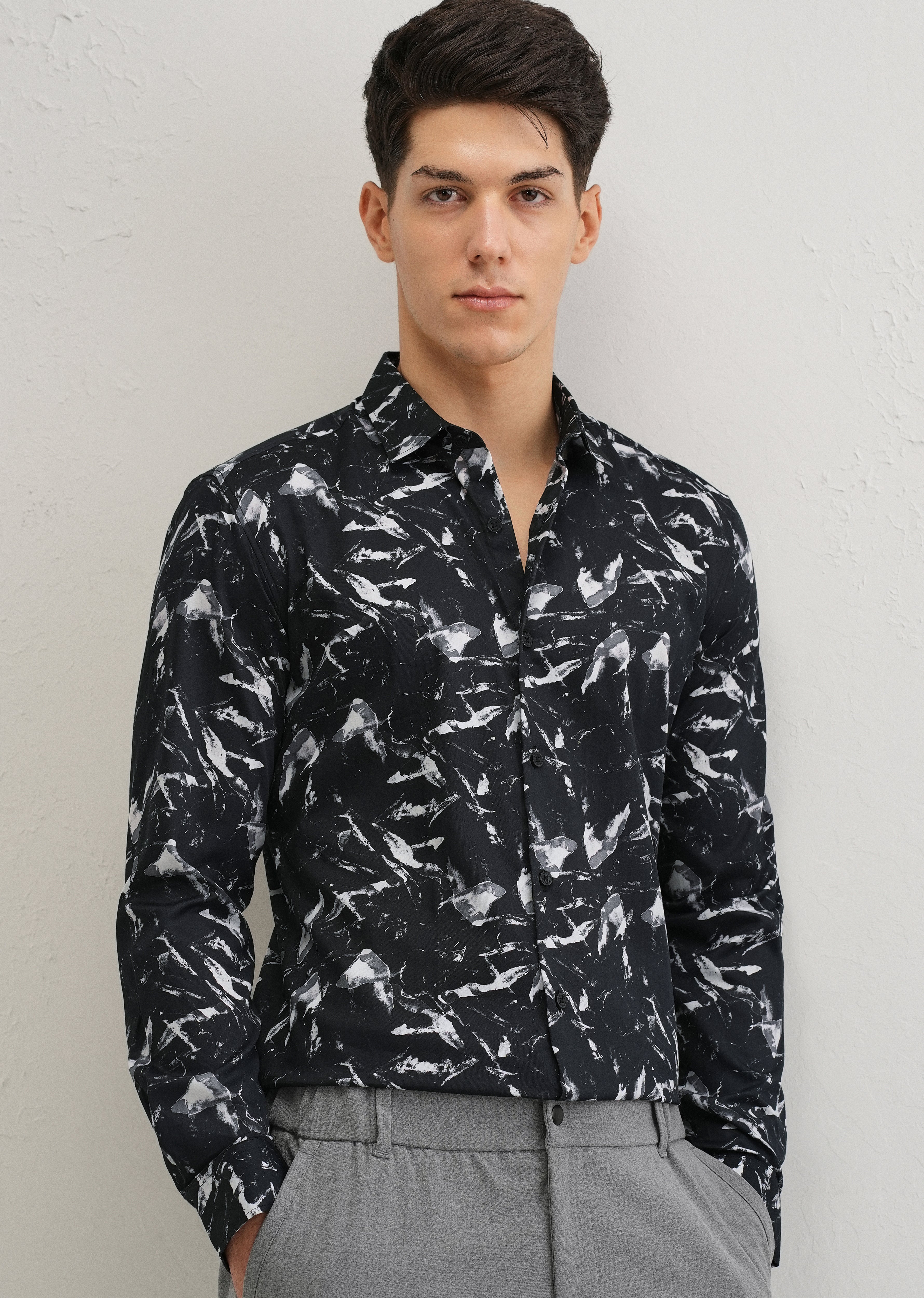 Marble Black Printed Shirt