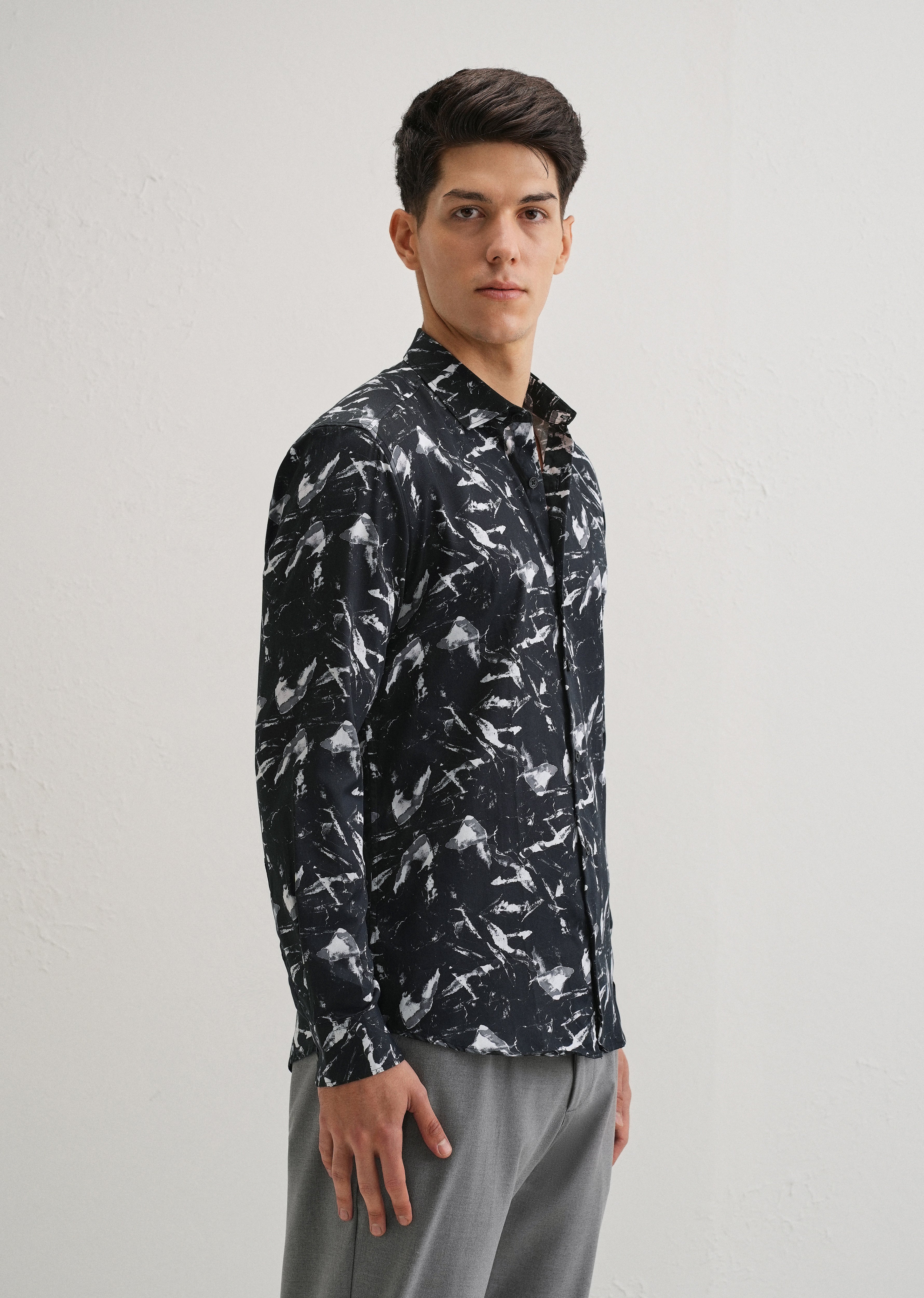 Marble Black Printed Shirt