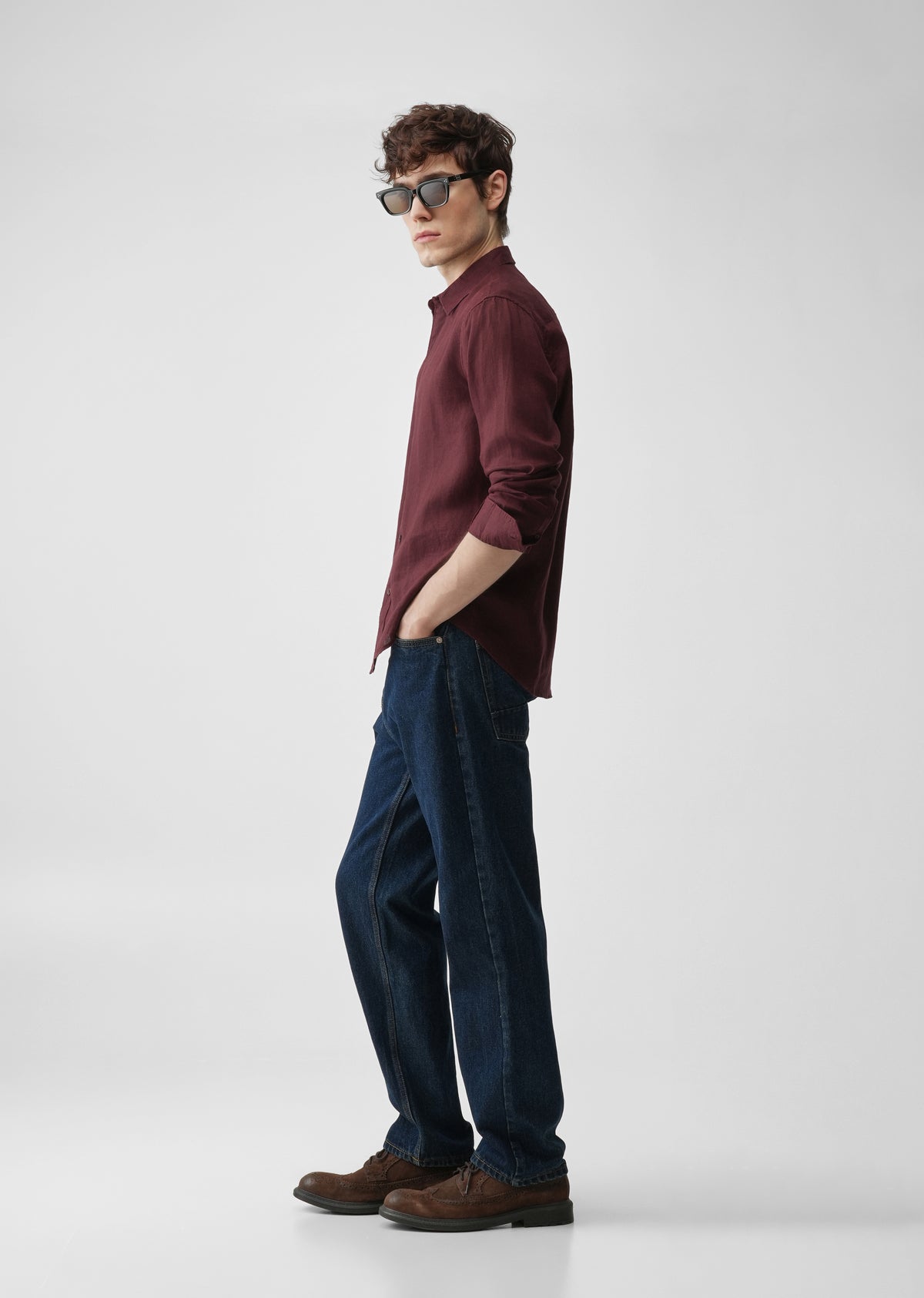 Maroon 100% Pure Linen Shirt