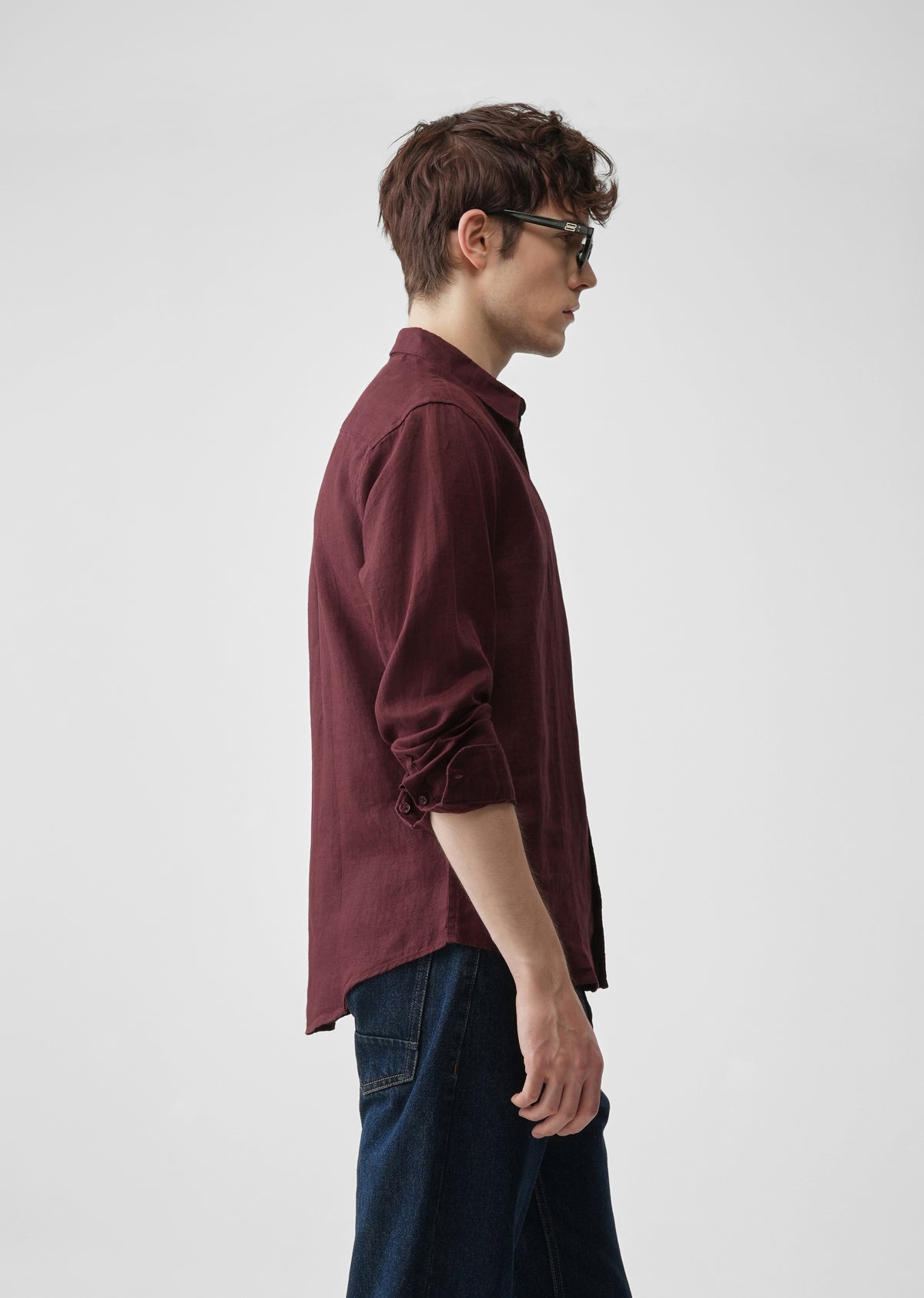 Maroon 100% Pure Linen Shirt
