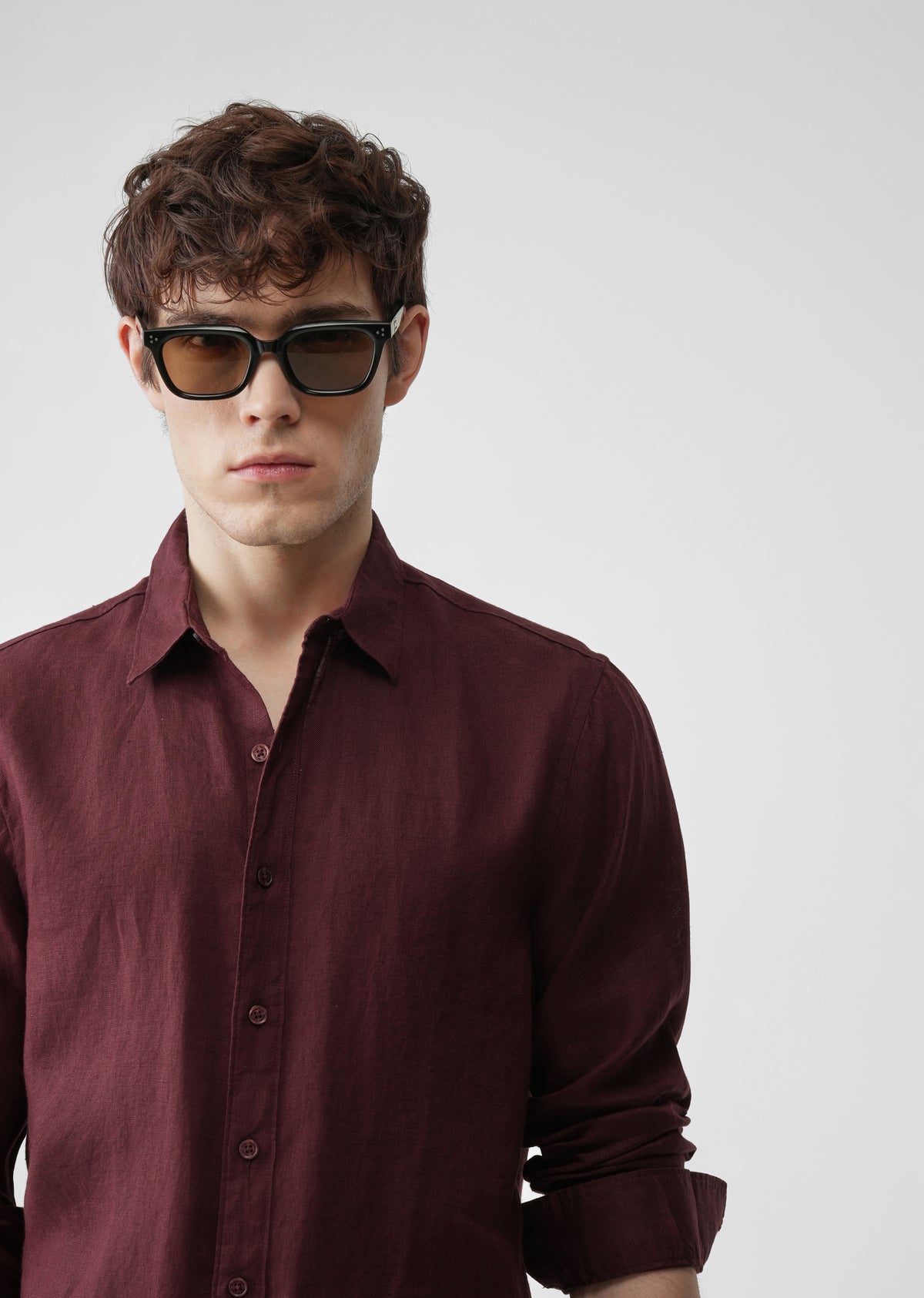 Maroon 100% Pure Linen Shirt