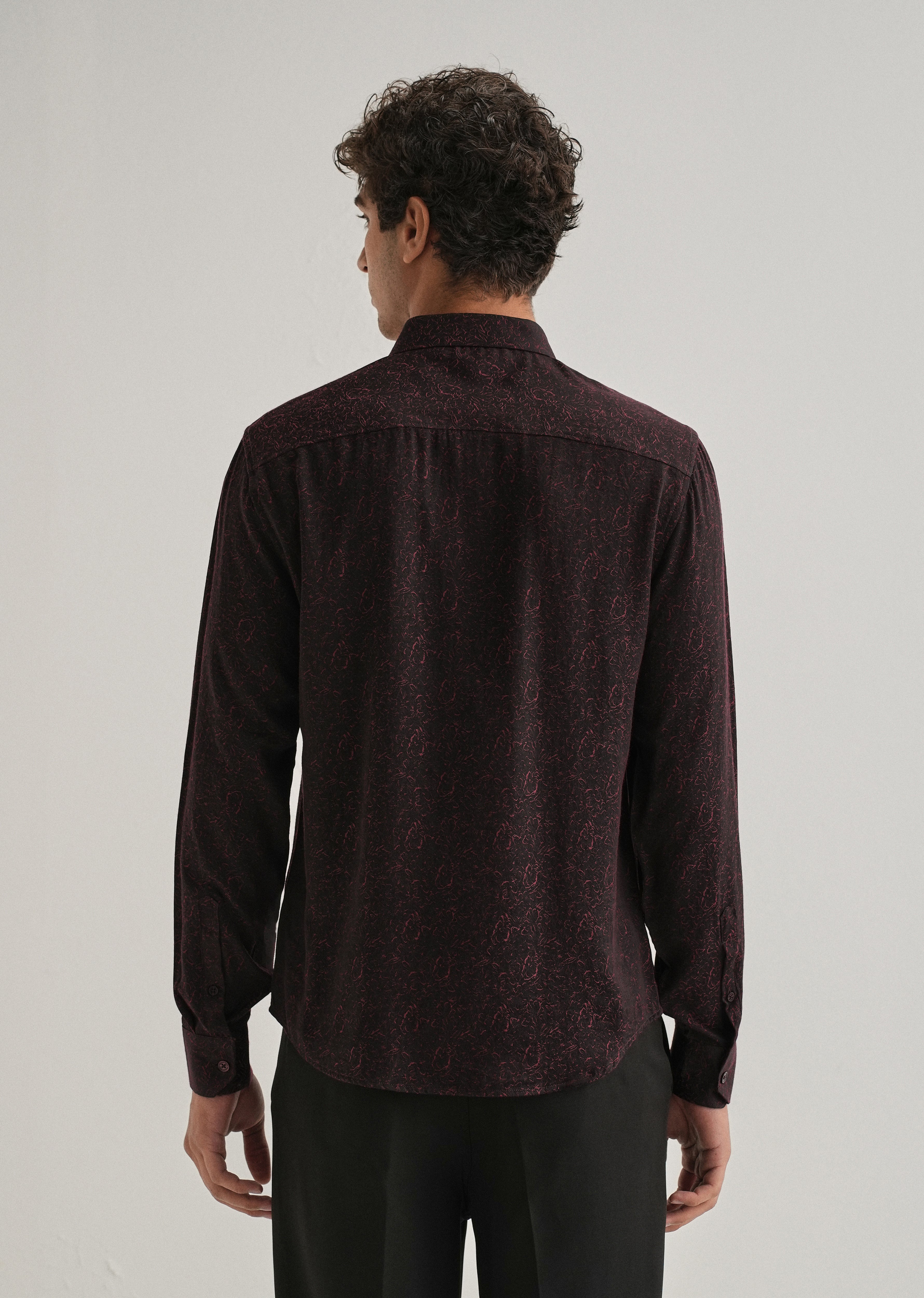 Maroon Floral Jacquard Shirt