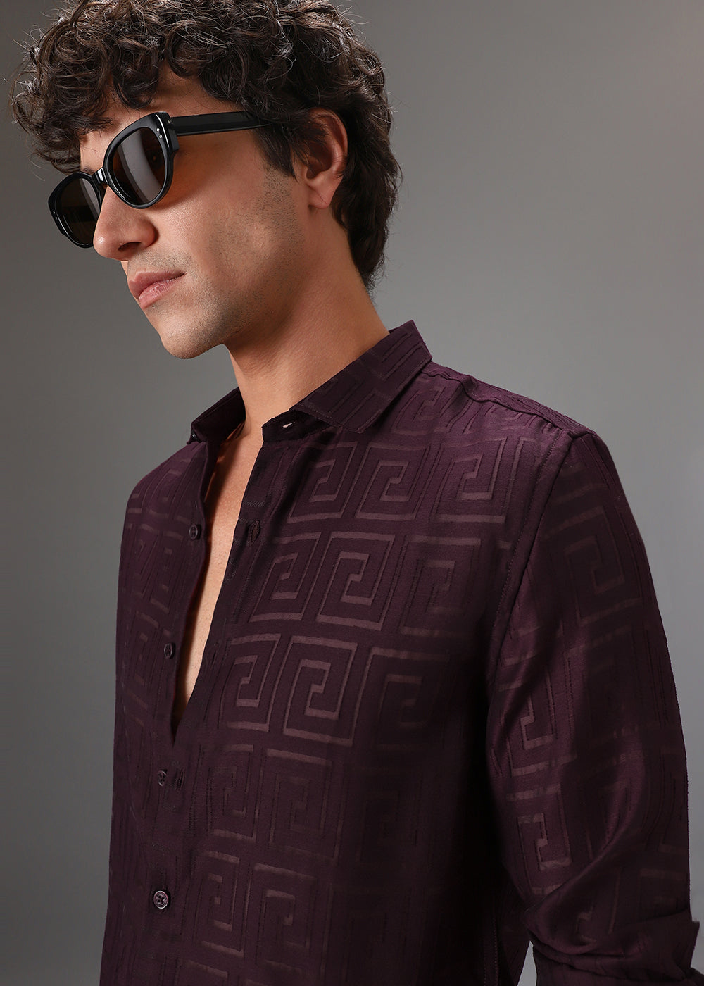 Maroon Laser Cut Shirt