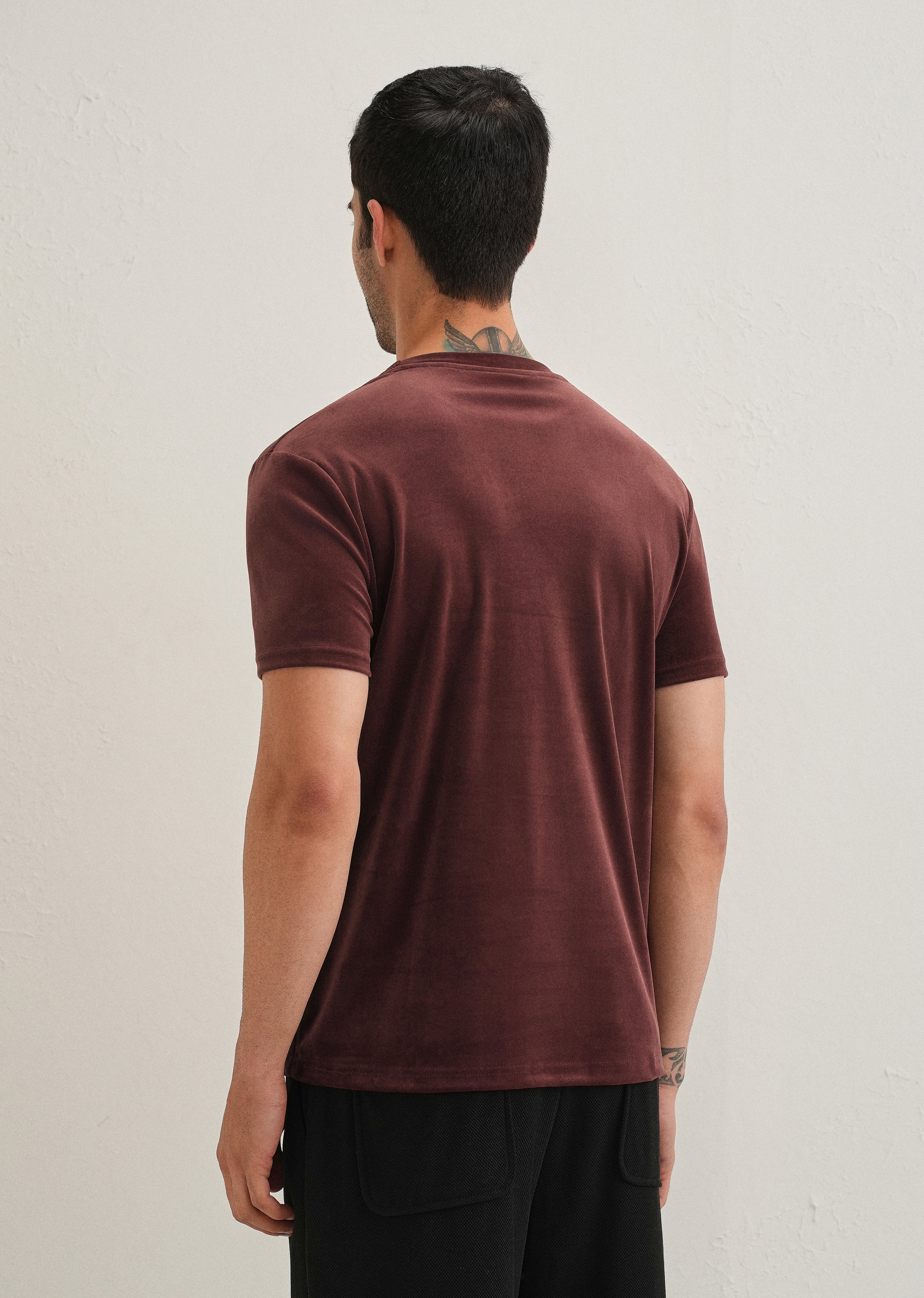 Maroon Plain Suede T-shirt