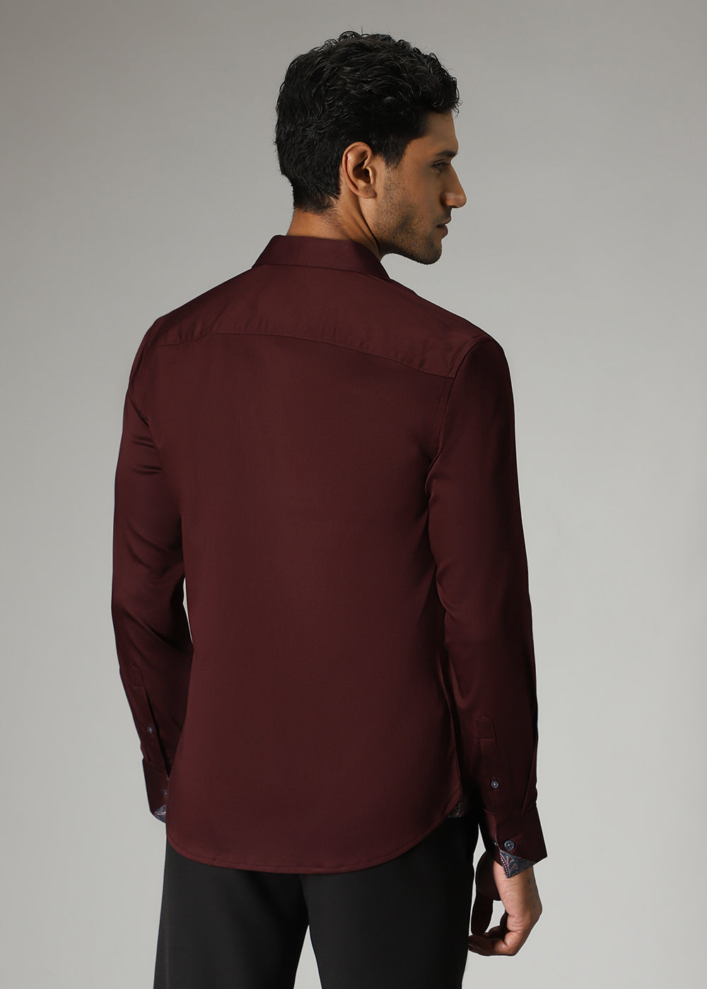 Maroon Printed Cuff Shirt