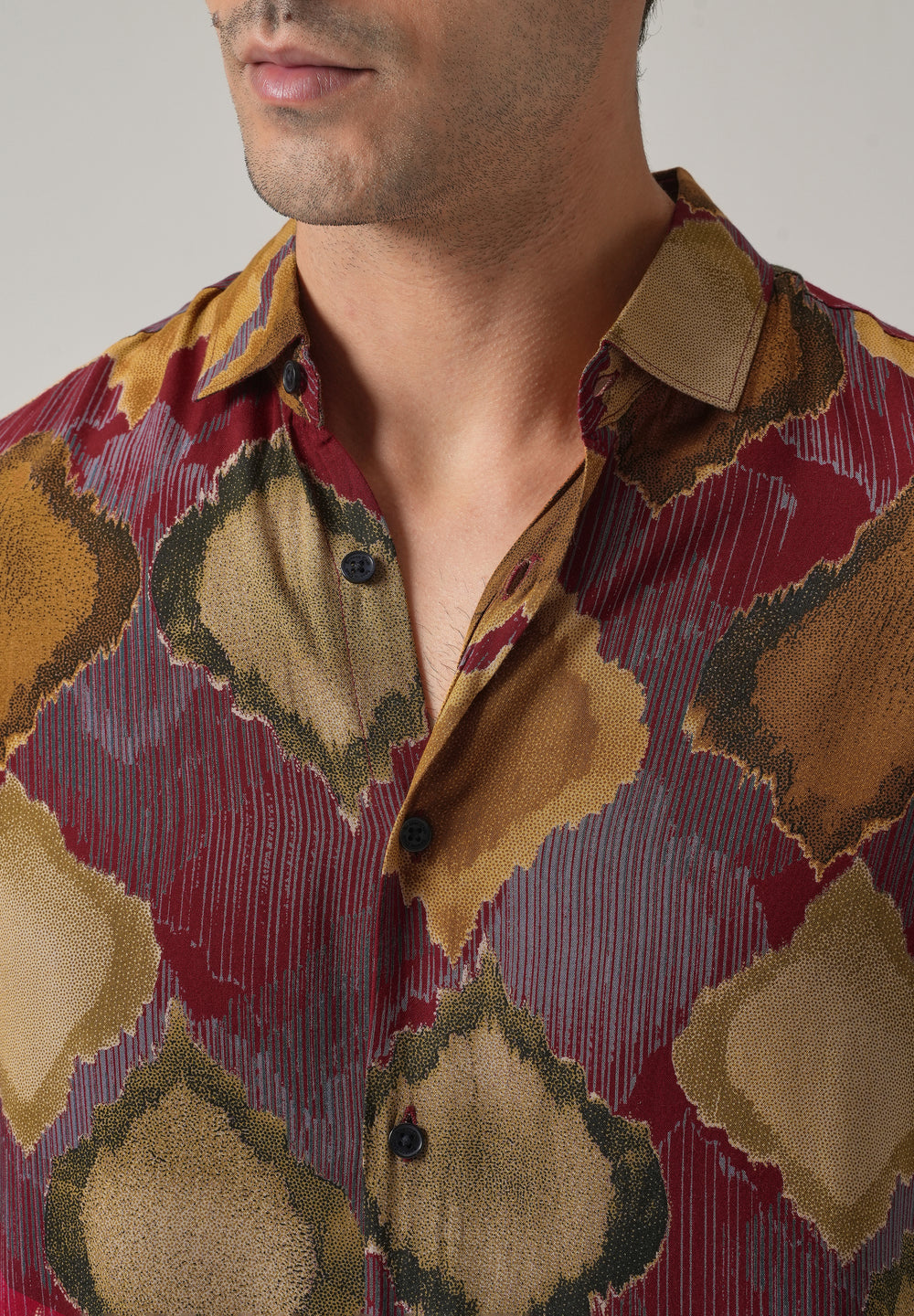 Maroon Rustic Print Feather Shirt