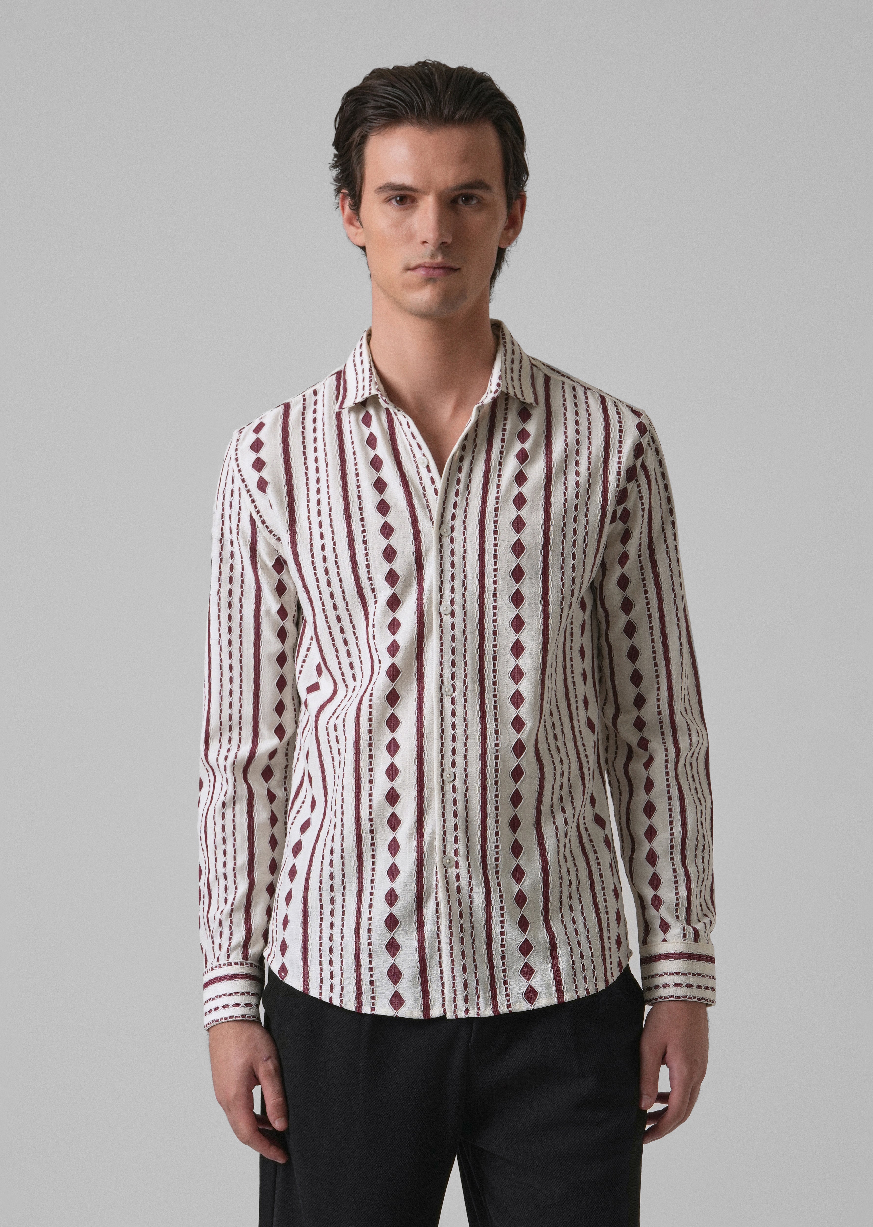 Maroon Self Pattern Shirt