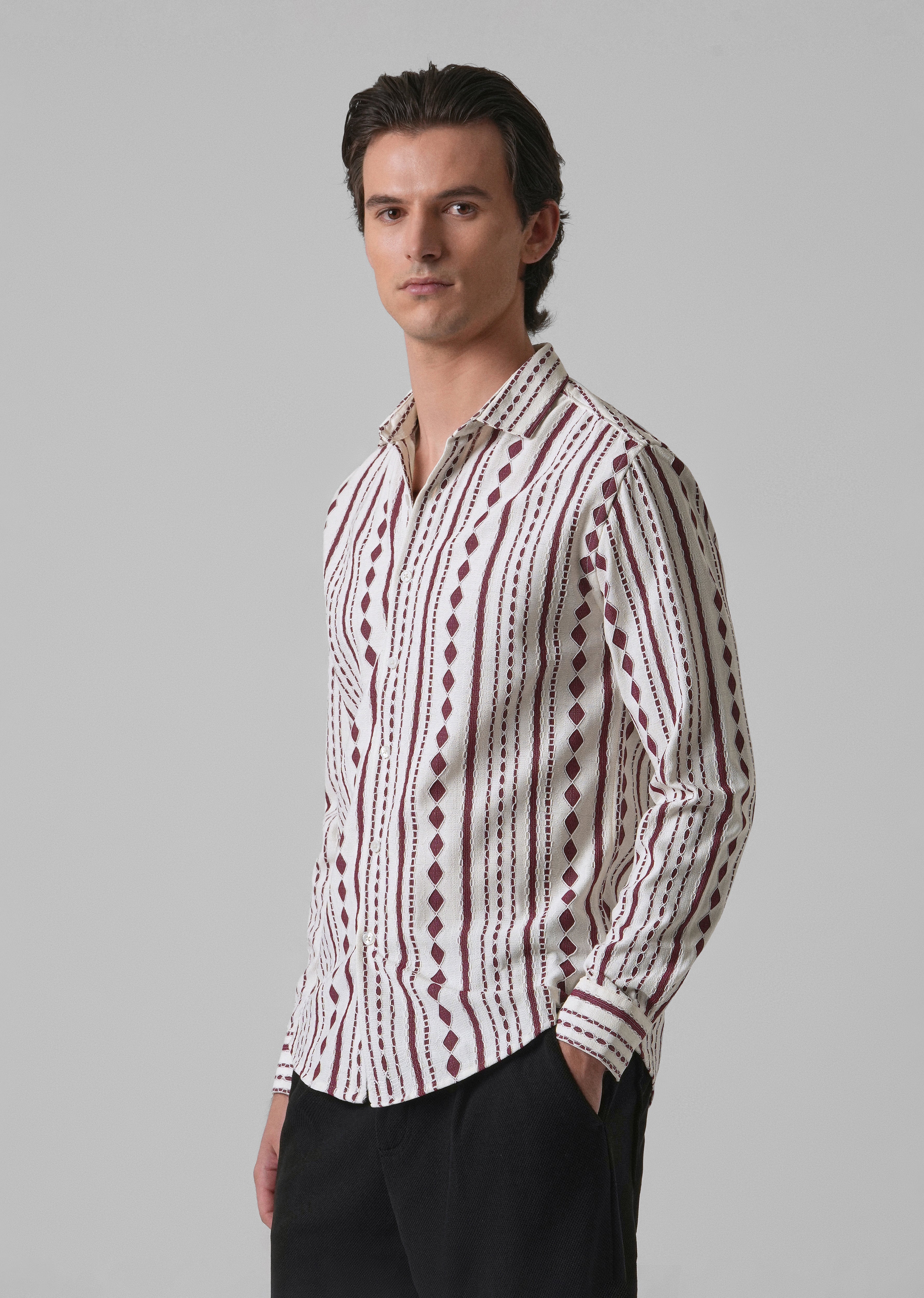 Maroon Self Pattern Shirt