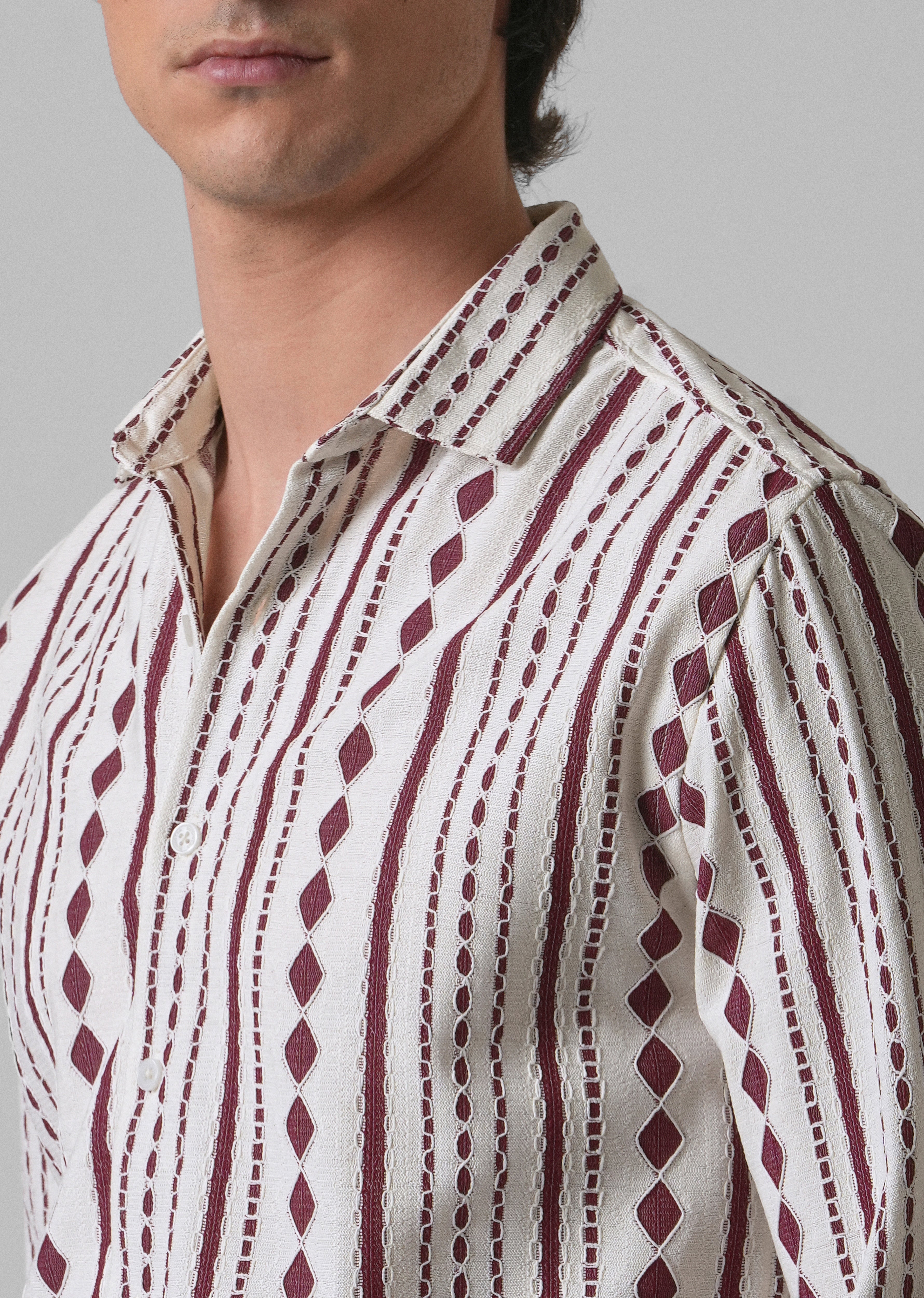 Maroon Self Pattern Shirt