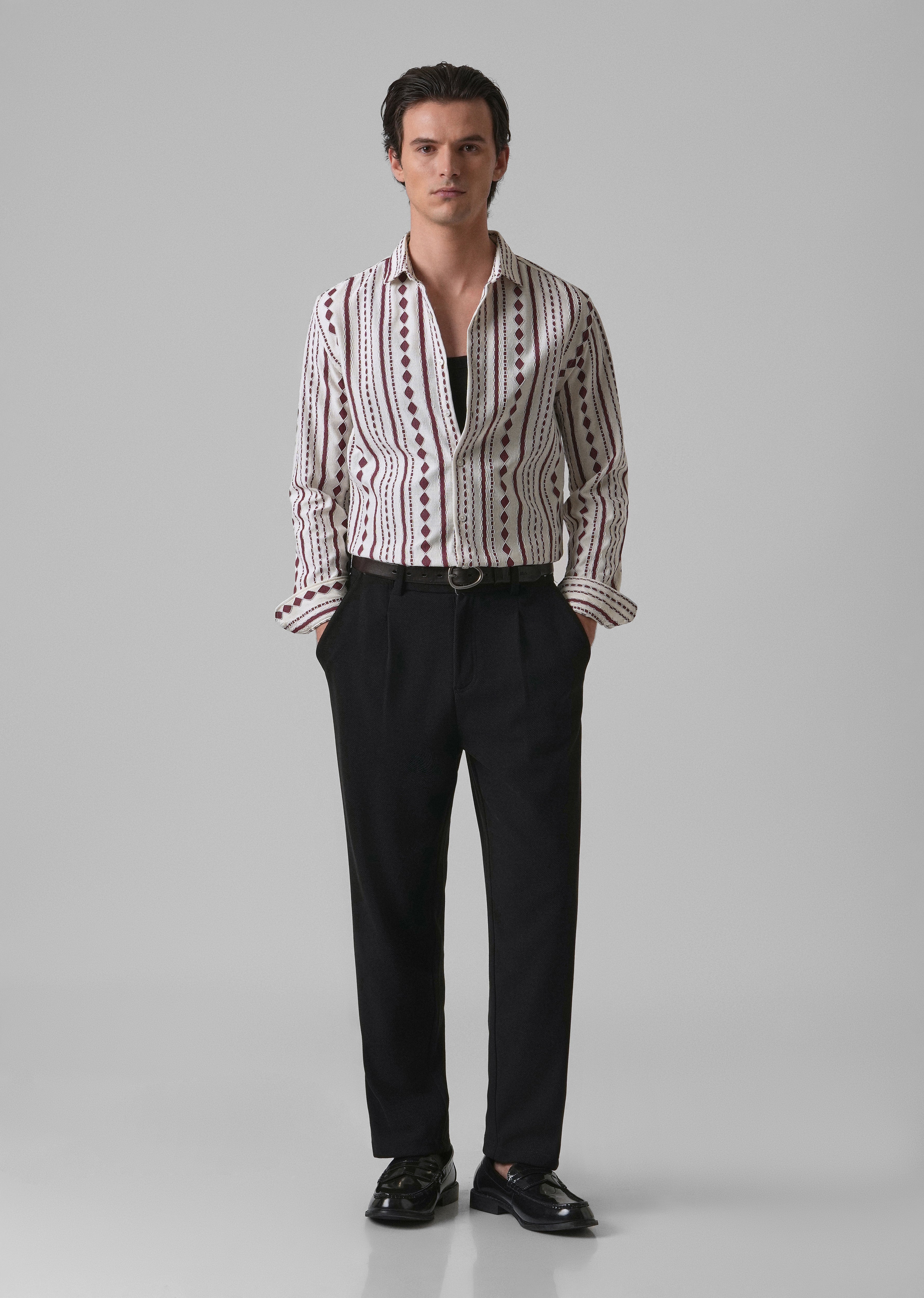 Maroon Self Pattern Shirt