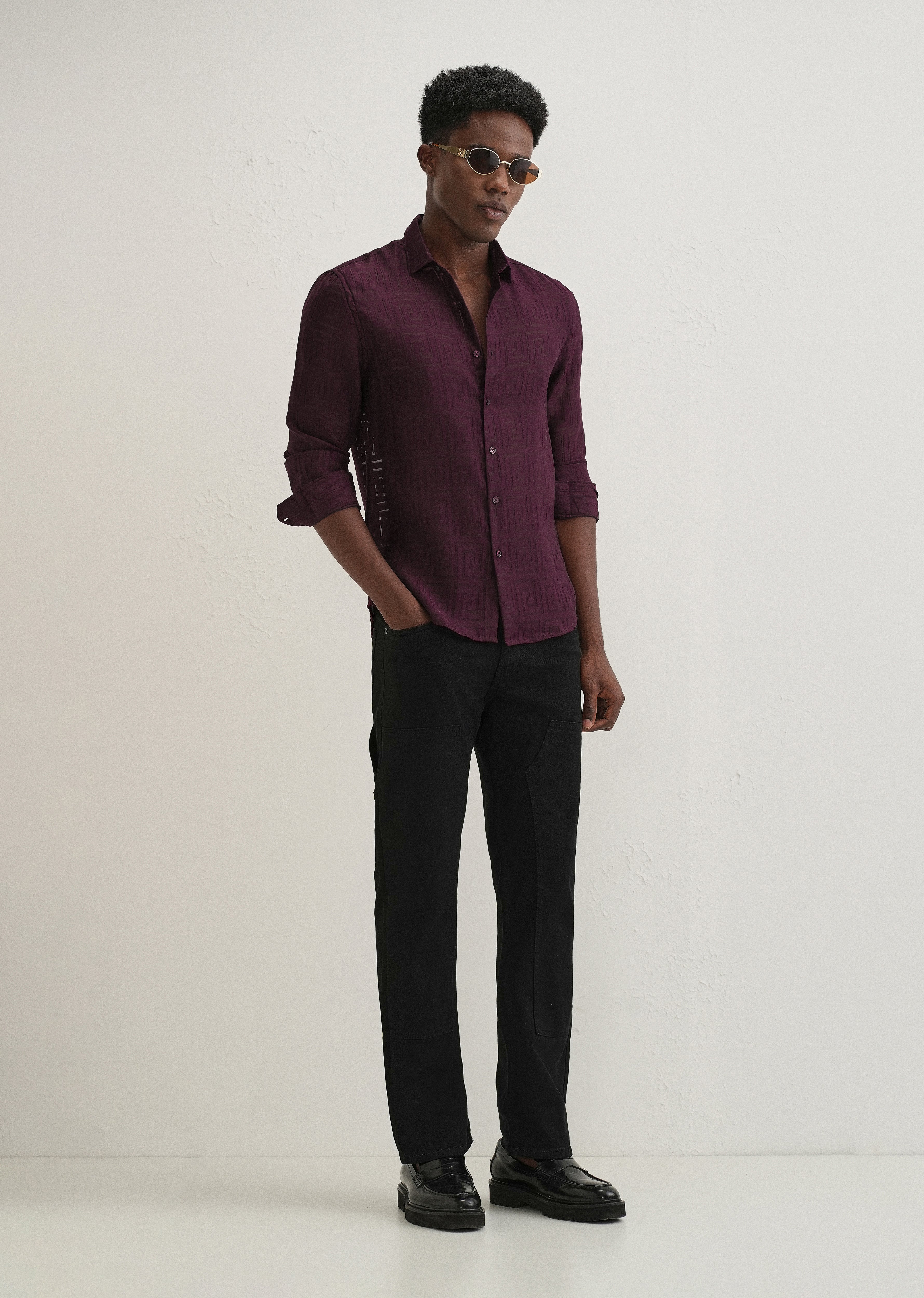 Maroon Laser Cut Shirt