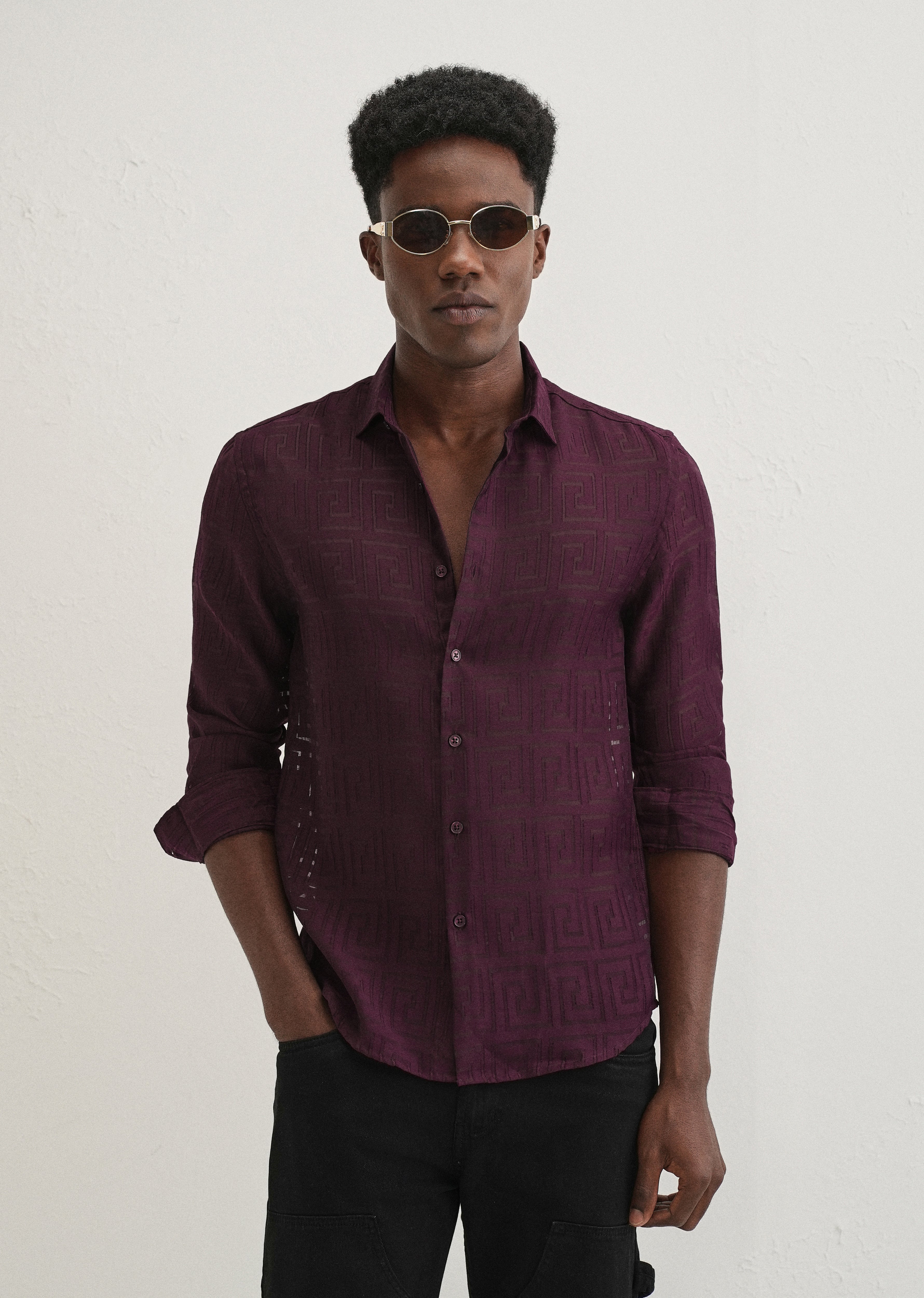 Maroon Laser Cut Shirt