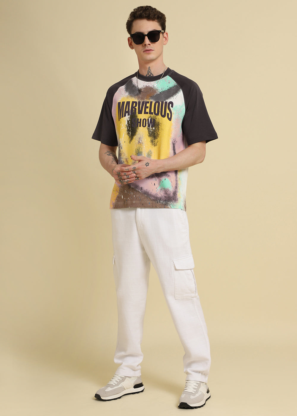 Marvellous Raglan Sleeve Violet Oversized T-shirt