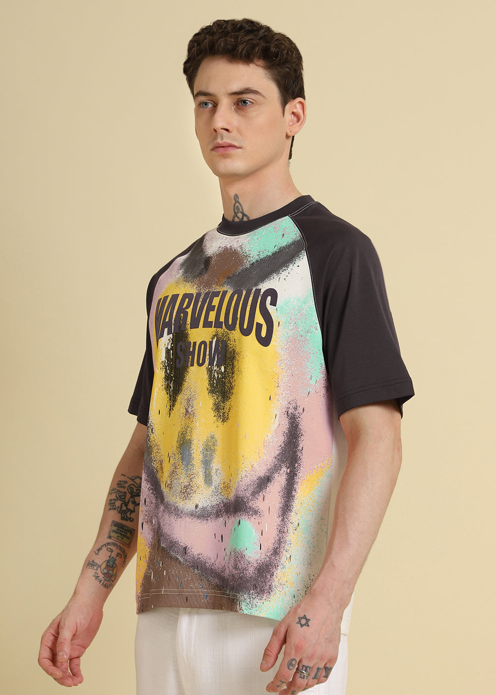 Marvellous Raglan Sleeve Violet Oversized T-shirt