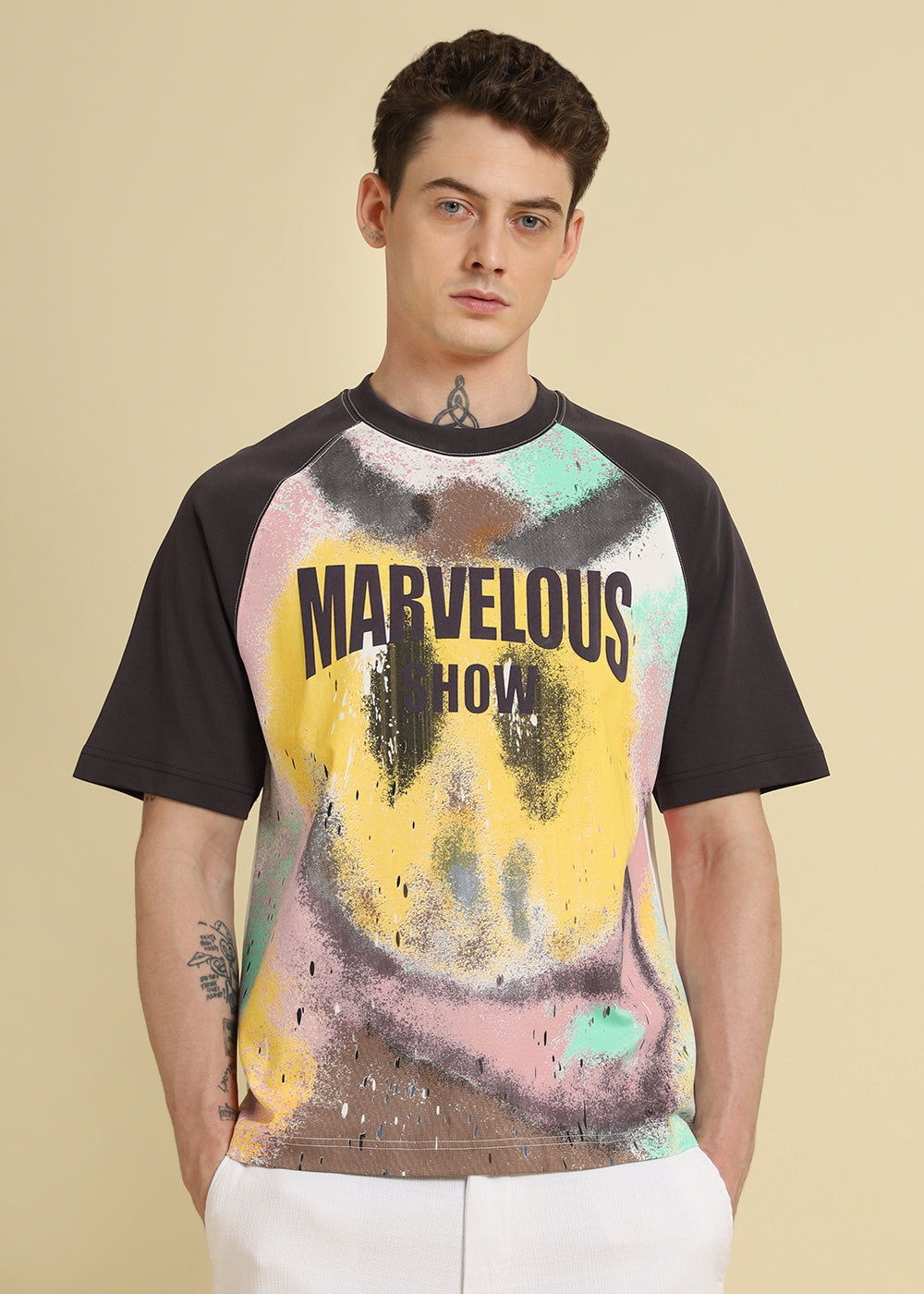 Marvellous Raglan Sleeve Violet Oversized T-shirt